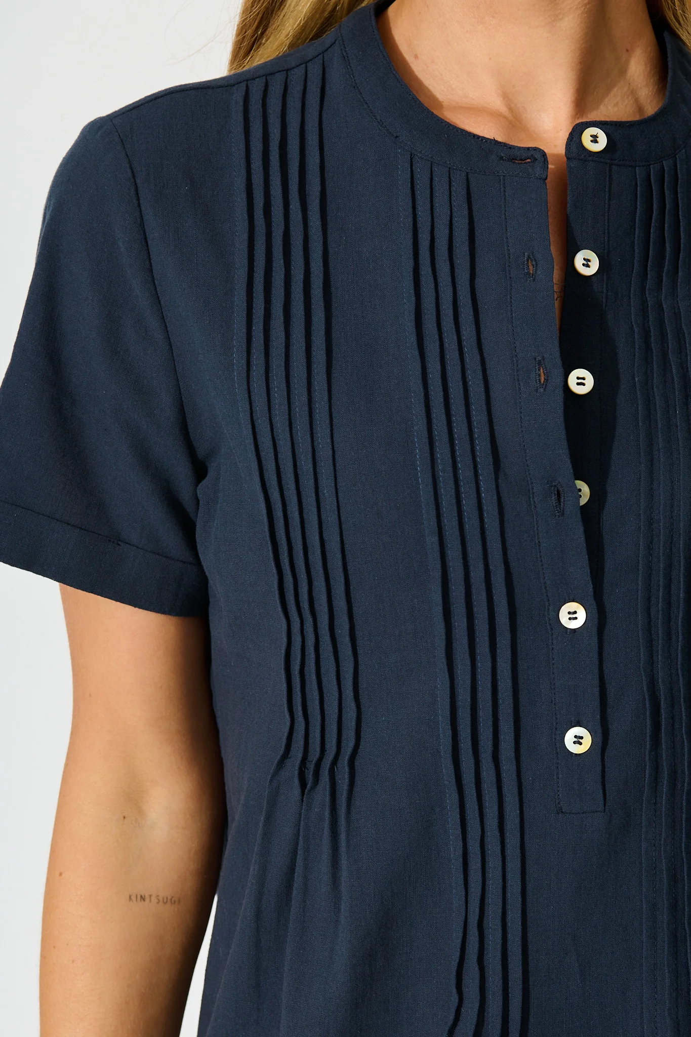 Ivory Fields Smock Dress in Navy Cotton - Image 5