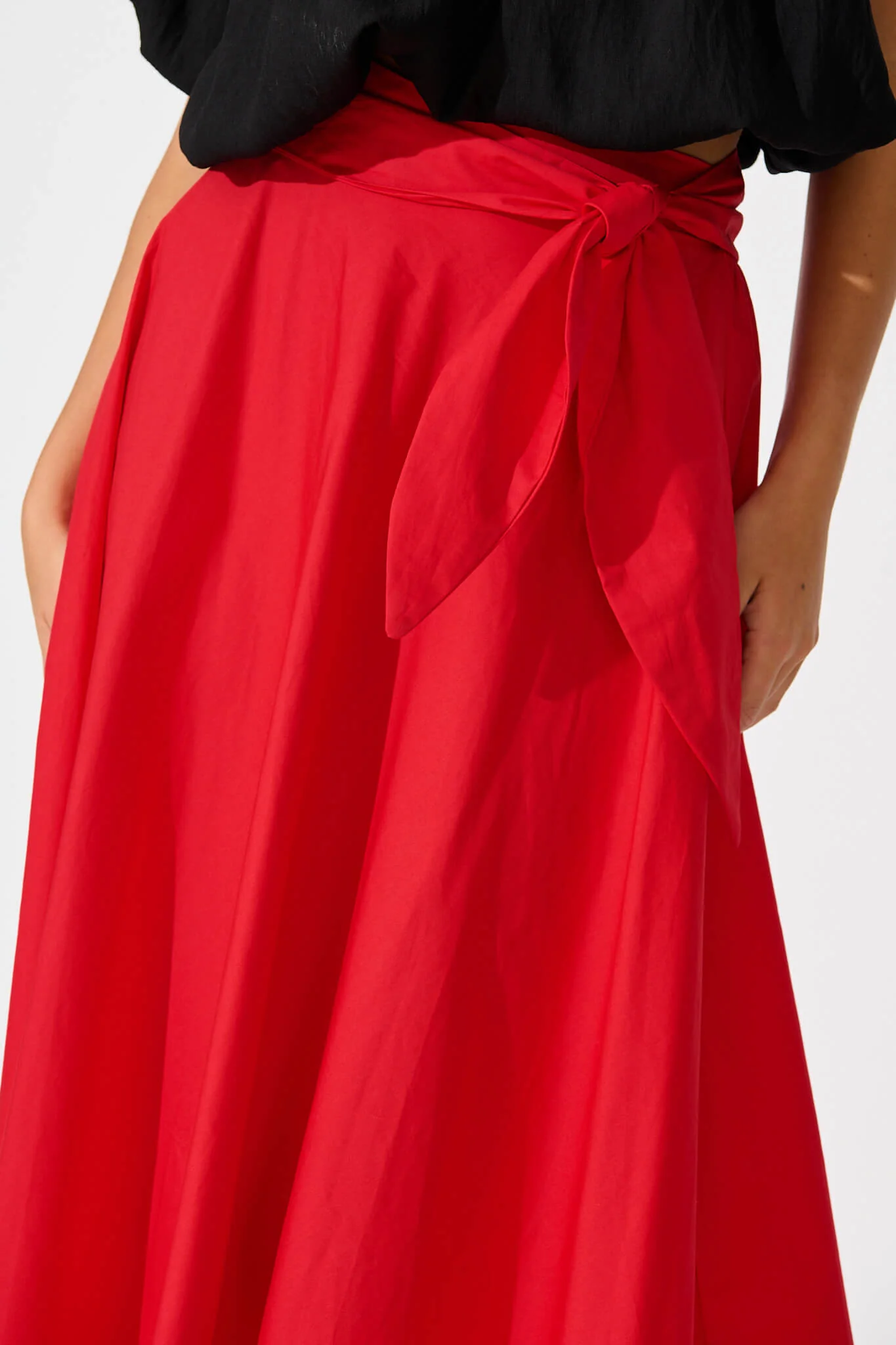 Ivy Midi Skirt In Red Cotton - Image 5