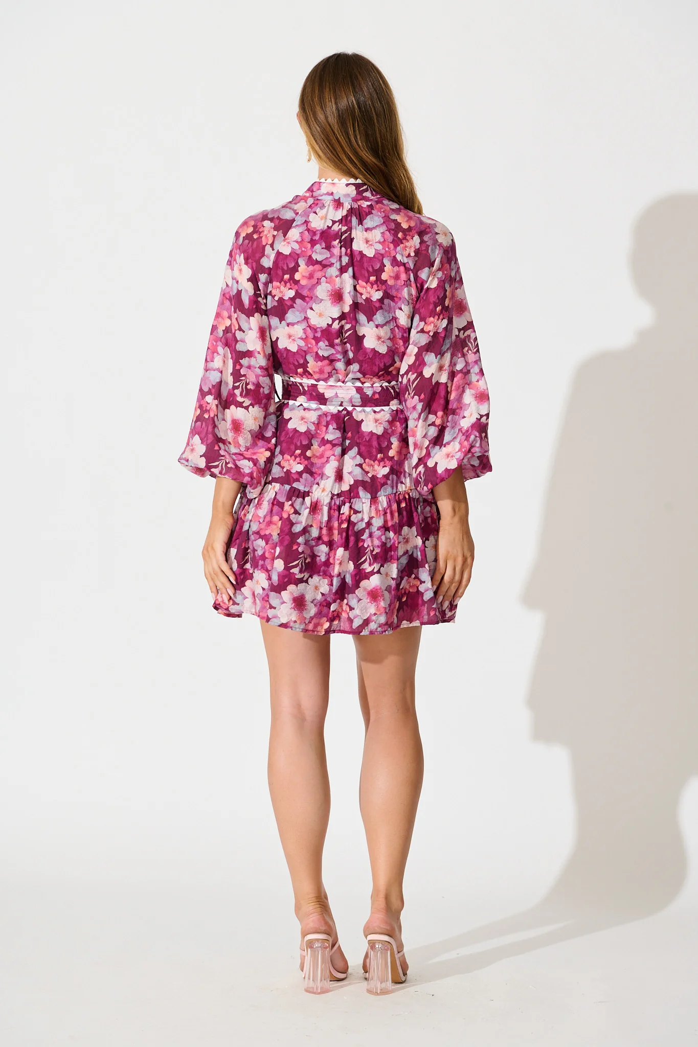 Izzy Dress in Plum Floral with Ric Rac Trim - Image 4