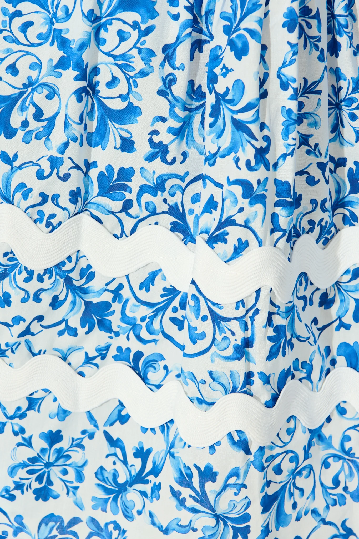 Janella Midi Dress in White with Blue Cotton - Image 6
