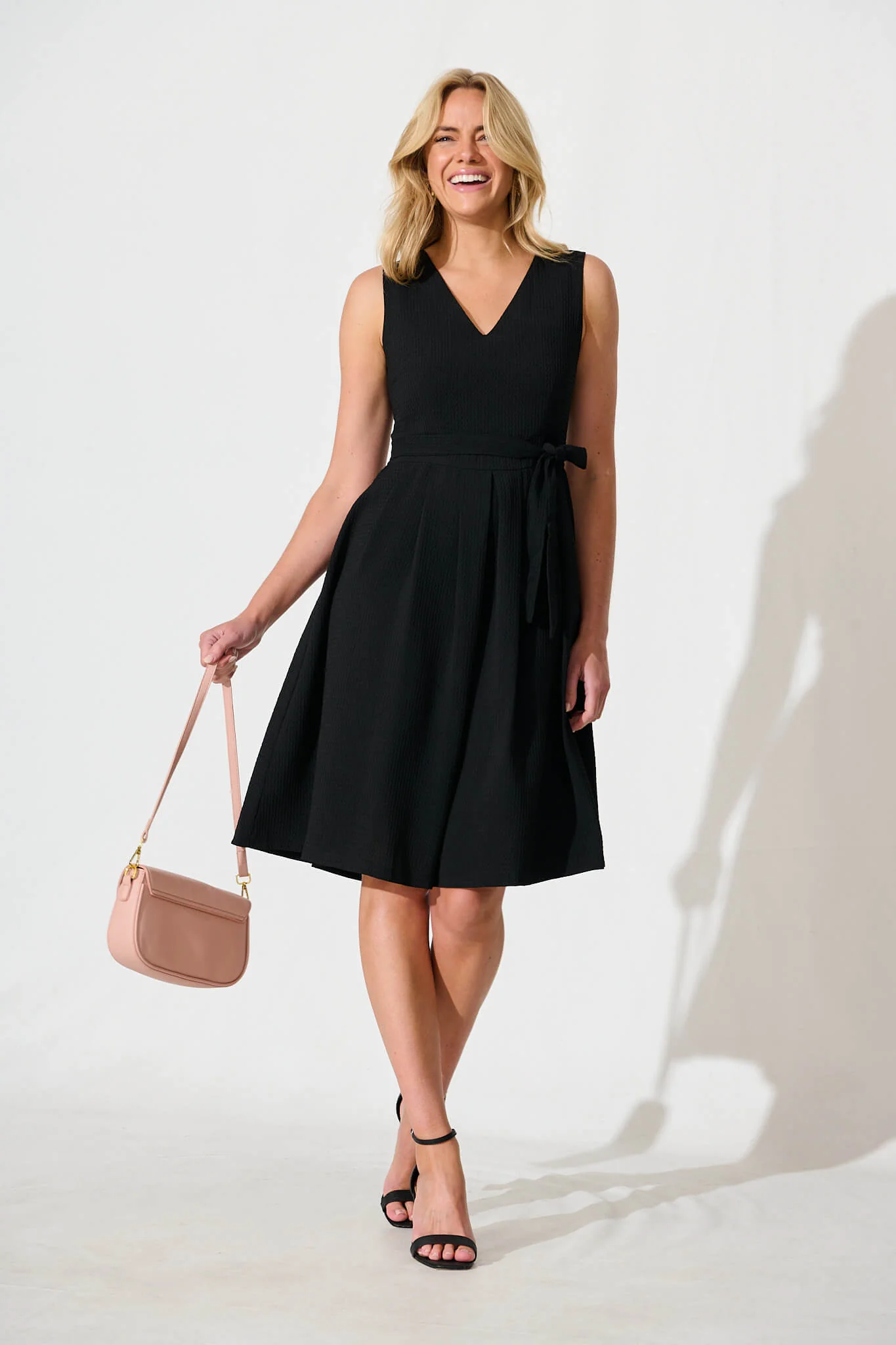 Jardina Dress in Textured Black - Image 5