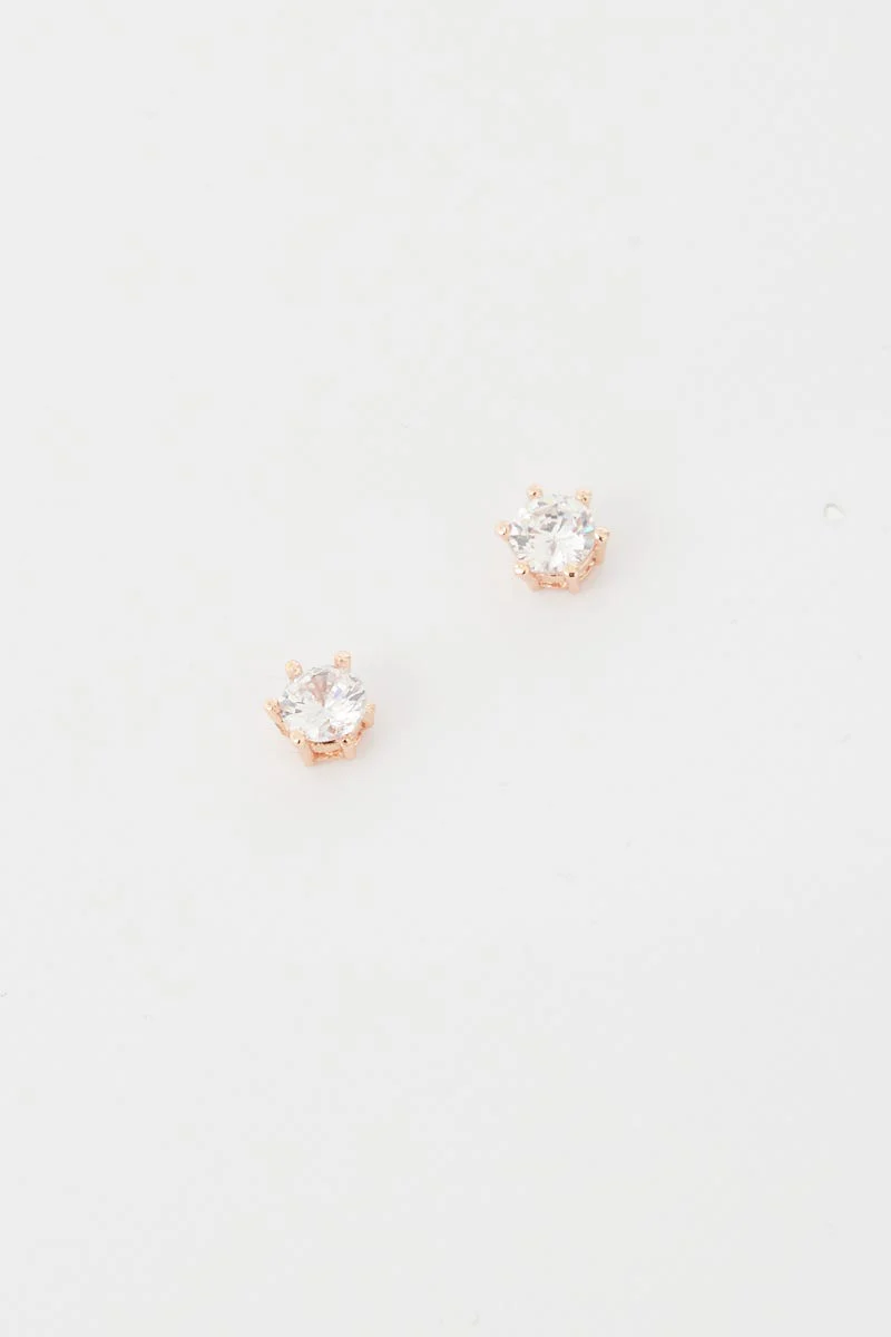 Jasmine Stud Diamante Earrings In Gold - Image 5
