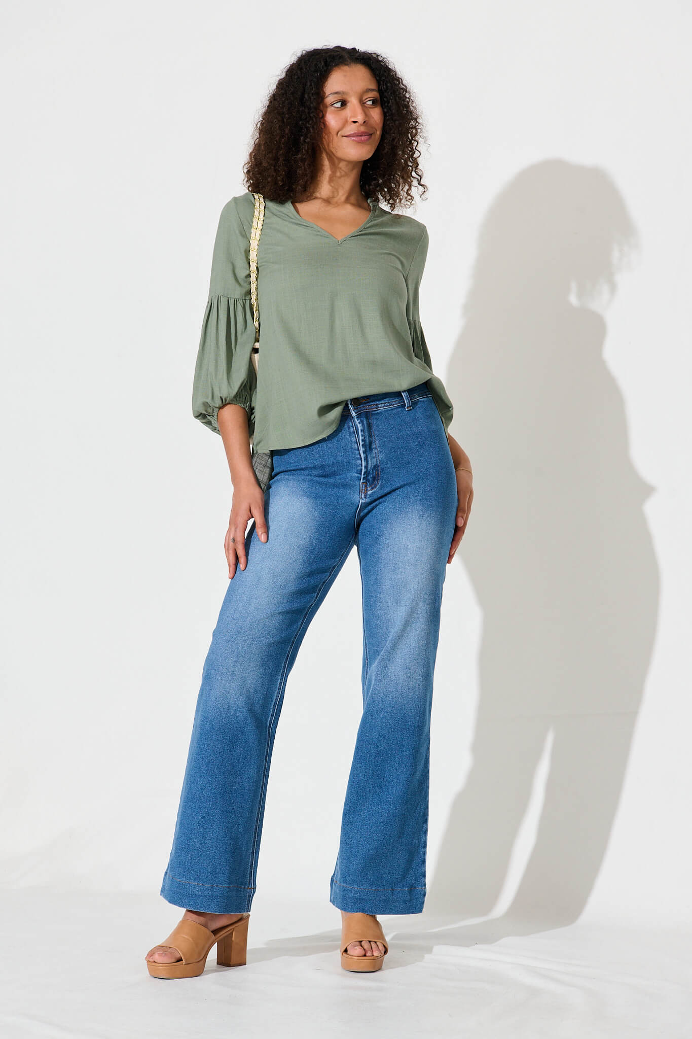 Jasper Top In Light Khaki Linen Blend - Image 4