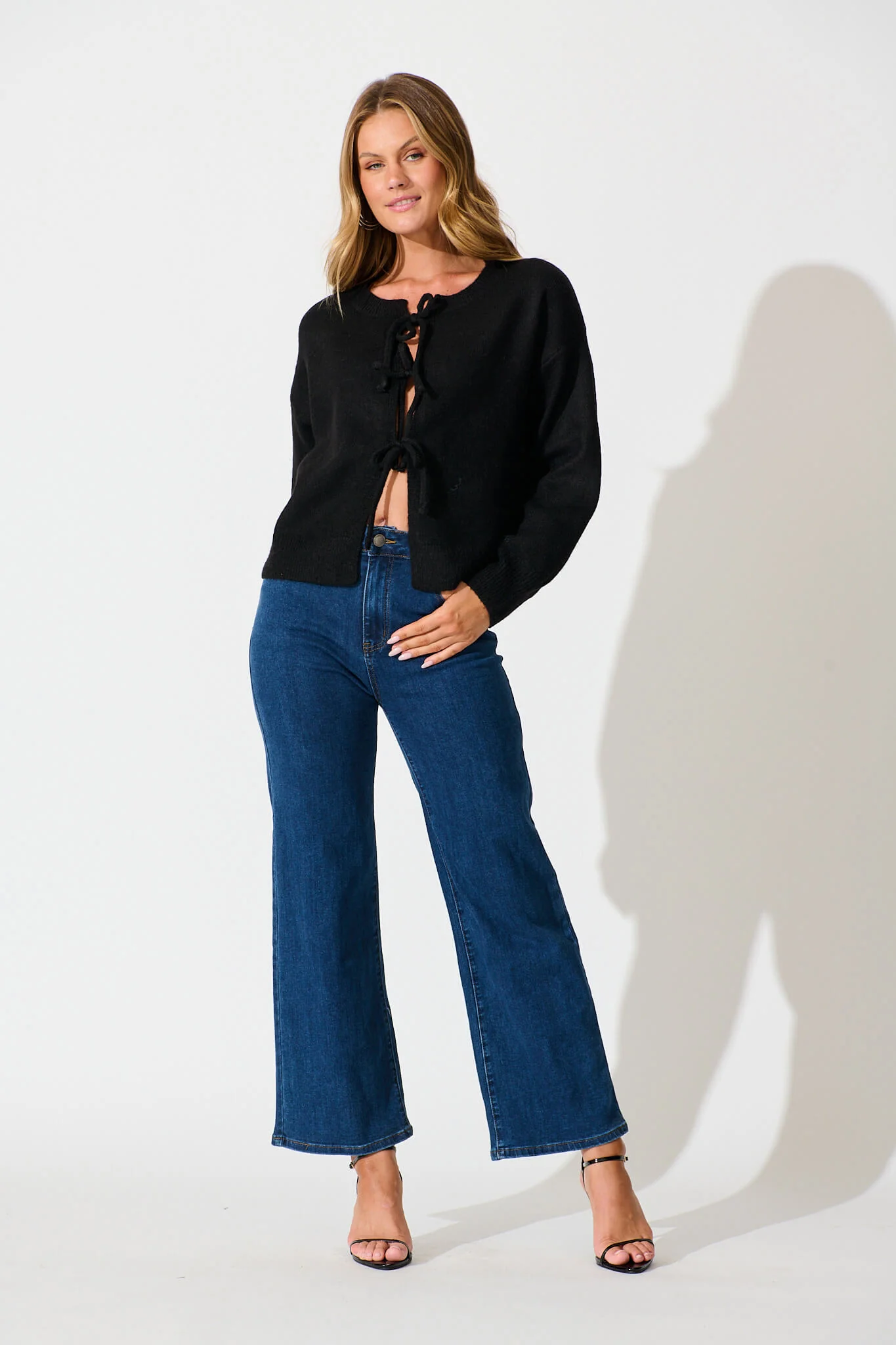 Jayce Knit Cardigan in Black Wool Blend - Image 4
