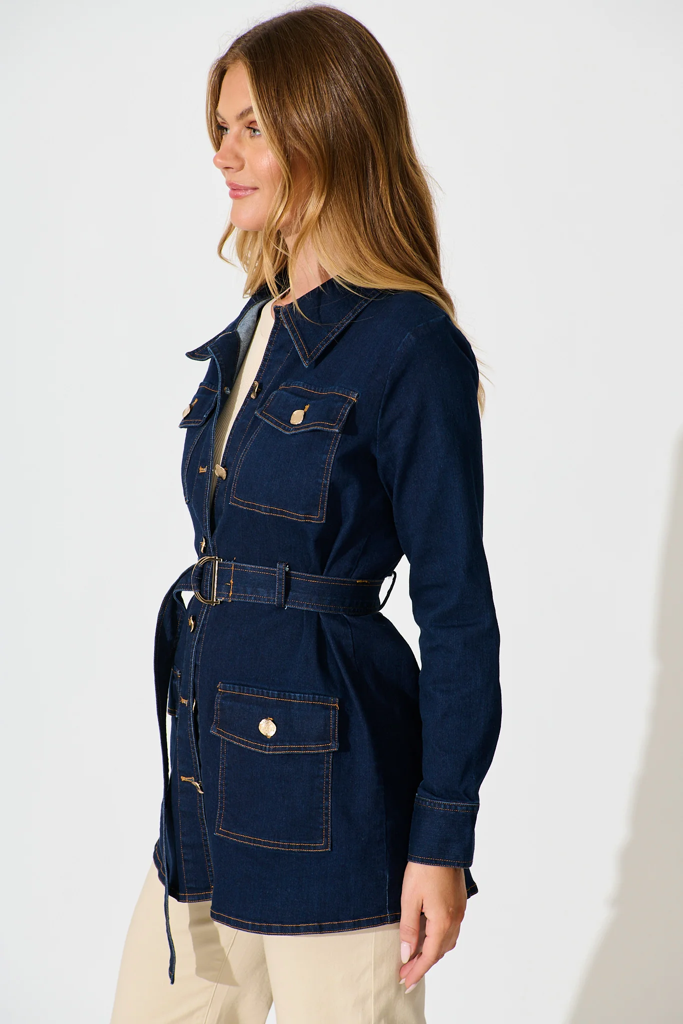 Jayden Jacket in Dark Blue Denim - Image 2