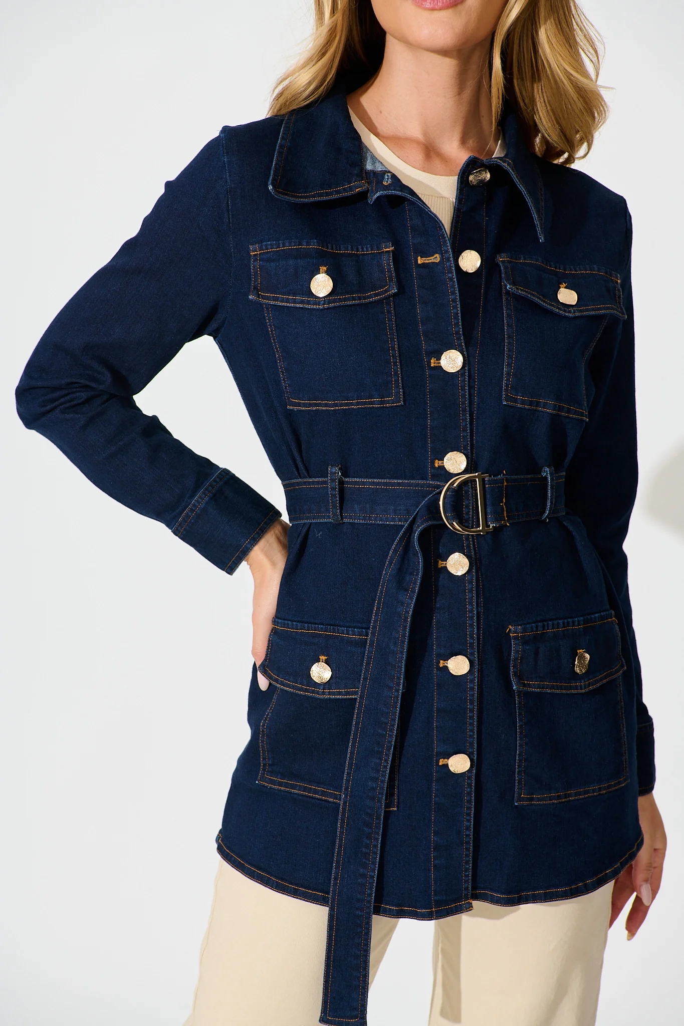 Jayden Jacket in Dark Blue Denim - Image 6