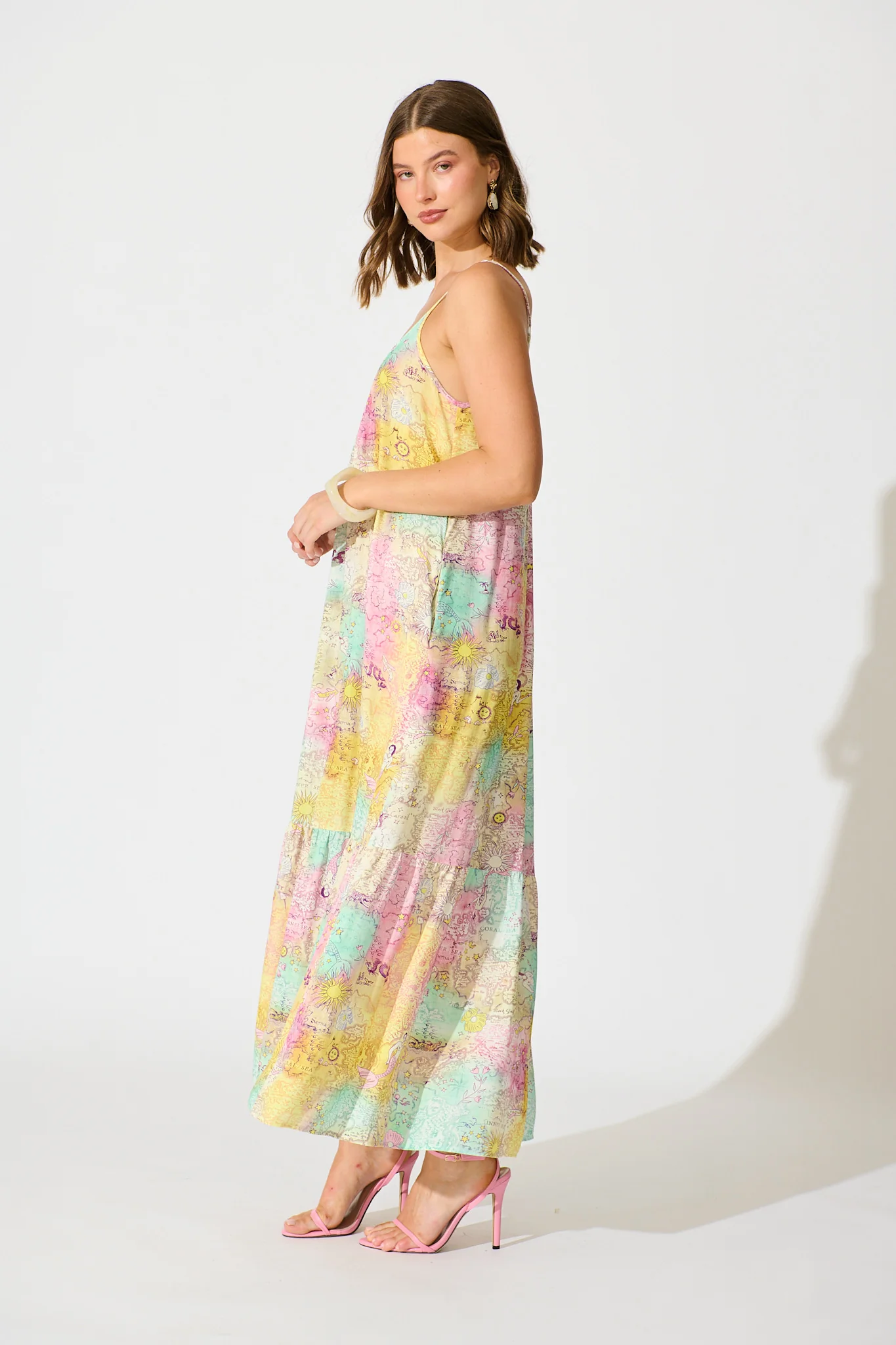 Jayne Maxi Sundress in Multi Patchwork Floral - Image 3