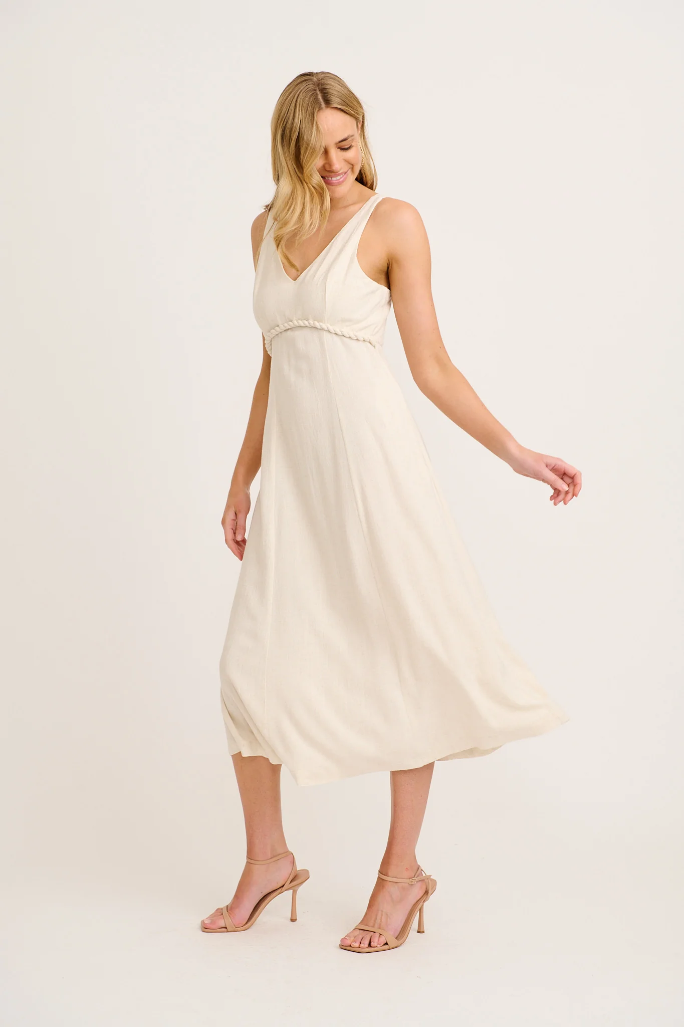 Jordie Midi Dress in Oatmeal - Image 3