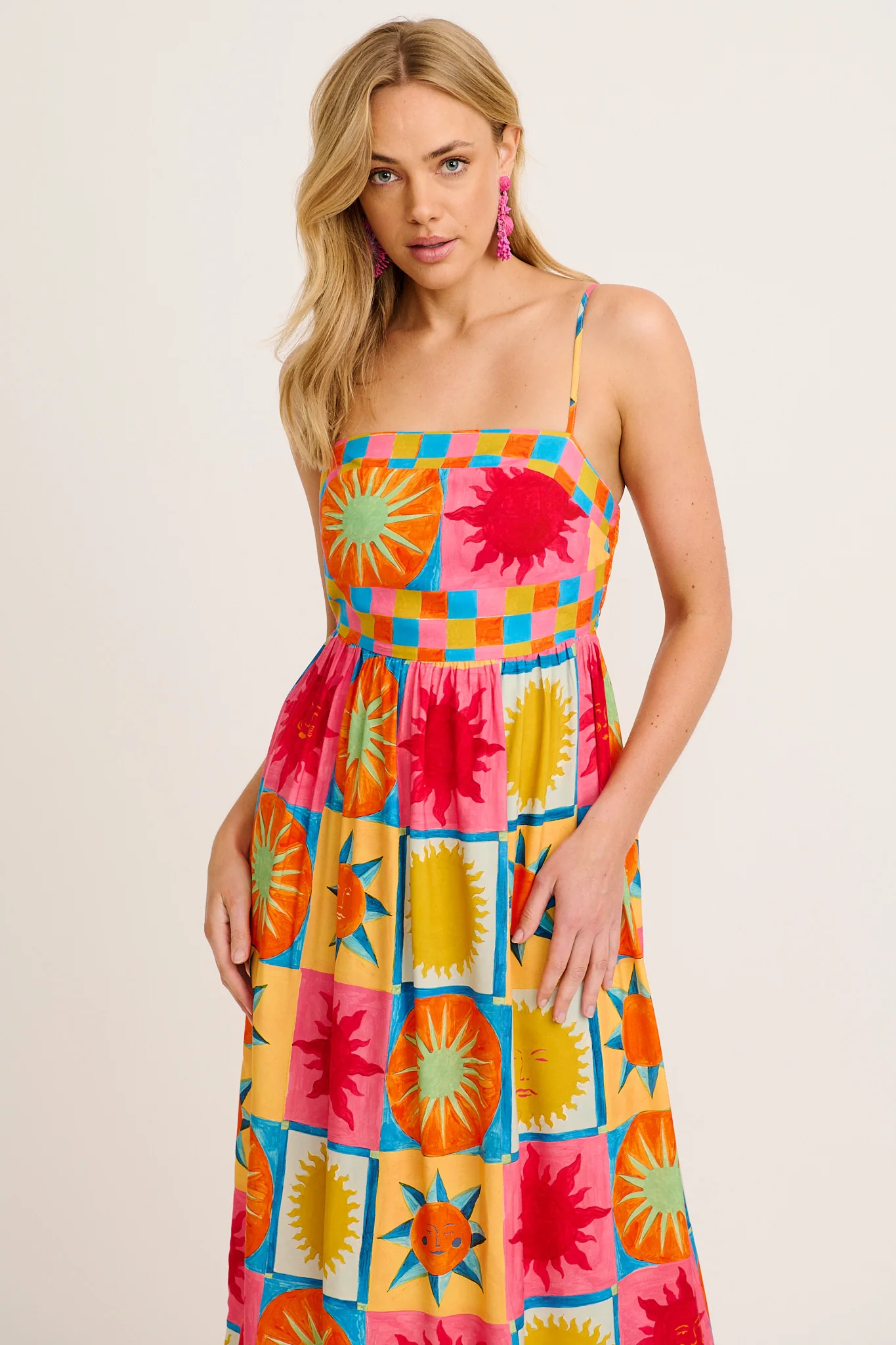 Jordonna Maxi Sundress in Multi Tile Print - Image 2