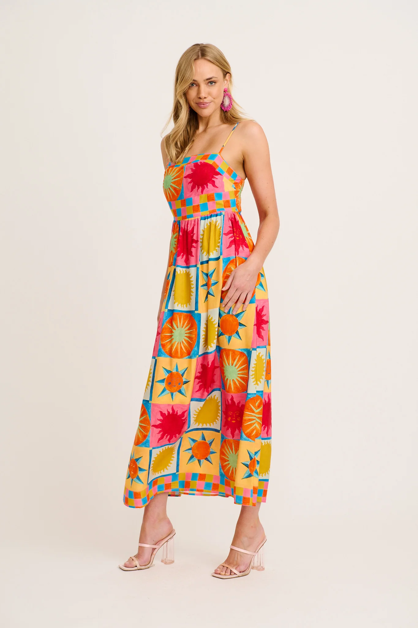 Jordonna Maxi Sundress in Multi Tile Print - Image 3