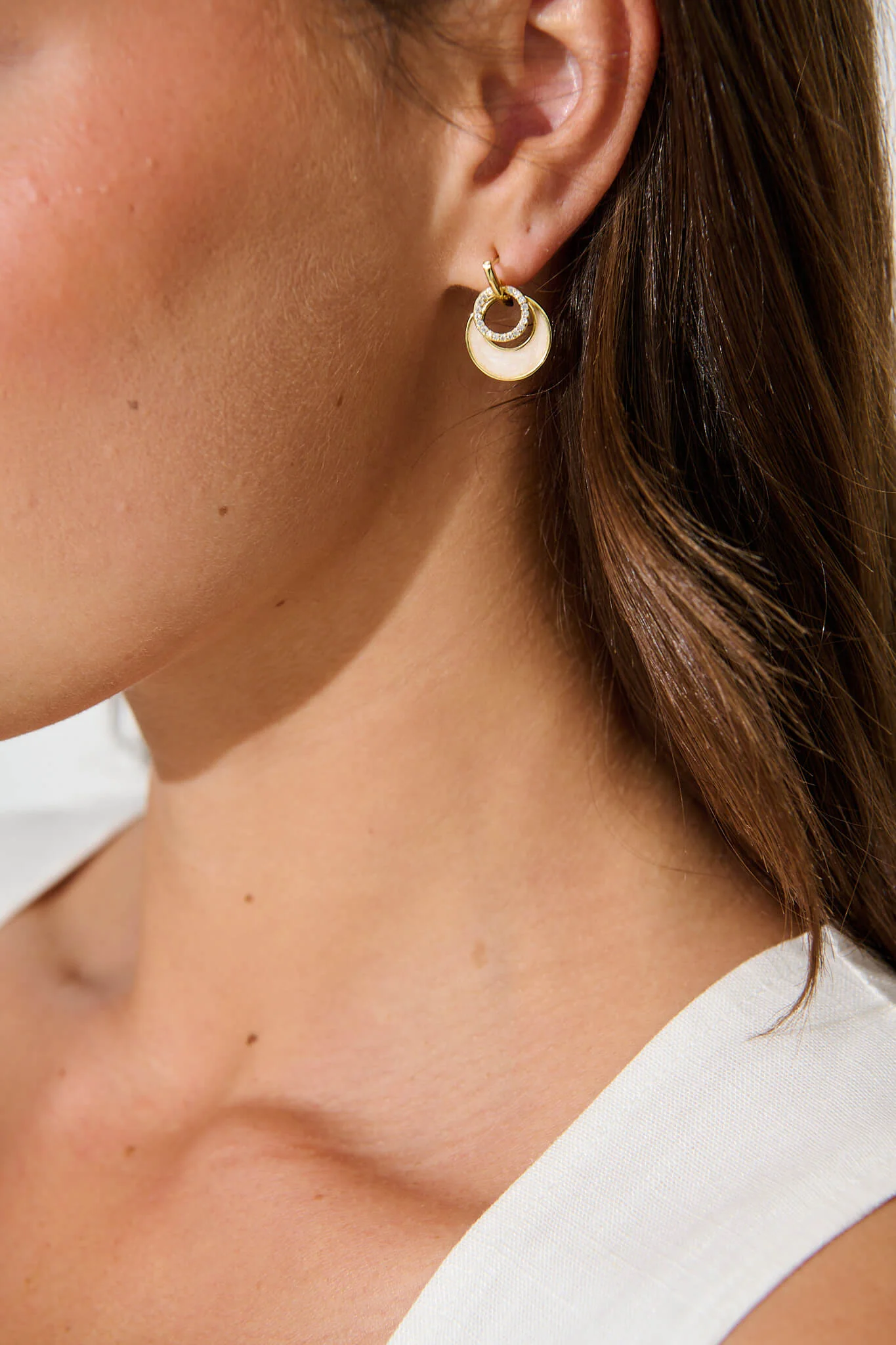 Jovelle Drop Earrings in White Pearl - Image 3