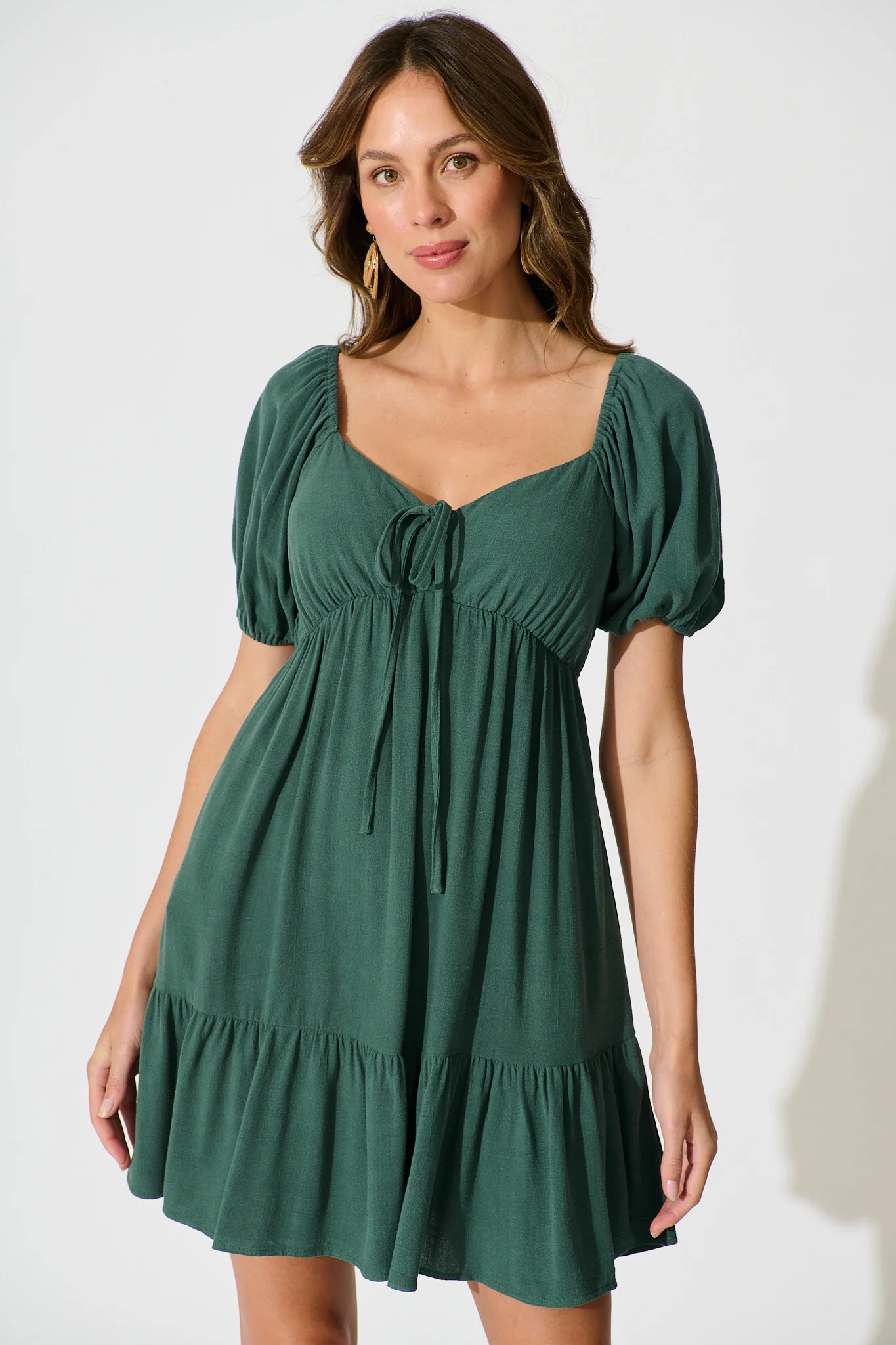 Joy Dress In Green Linen Blend - Image 2