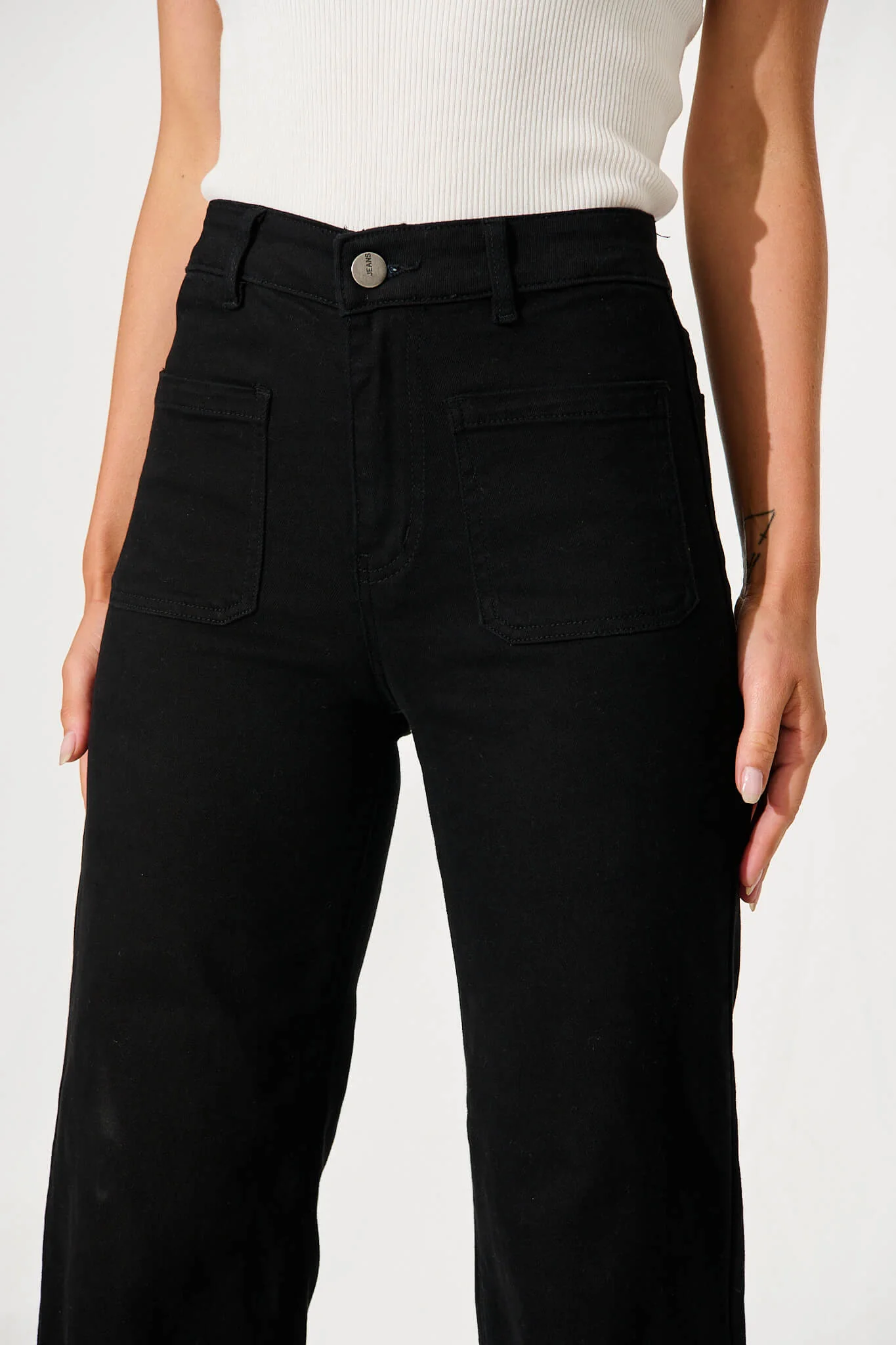Juan High Rise Wide Leg Jean In Black Denim - Image 5