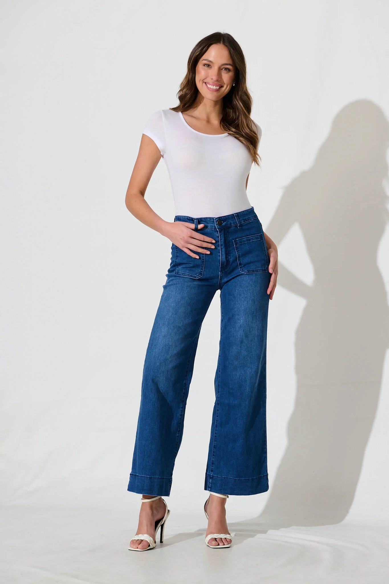 Juan High Rise Wide Leg Jean In Dark Blue Denim - Image 6