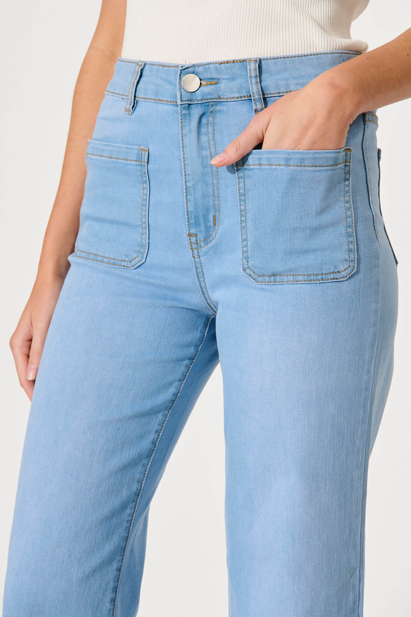 Juan High Rise Wide Leg Jean In Light Blue Denim - Image 10