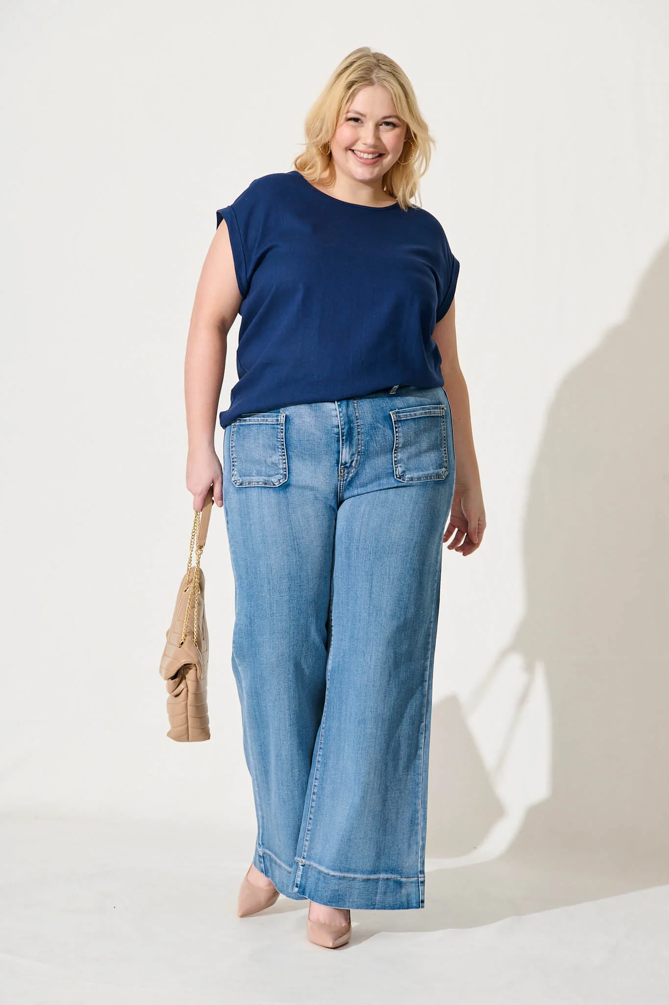 Juan High Rise Wide Leg Jean In Mid Blue Denim - Image 7