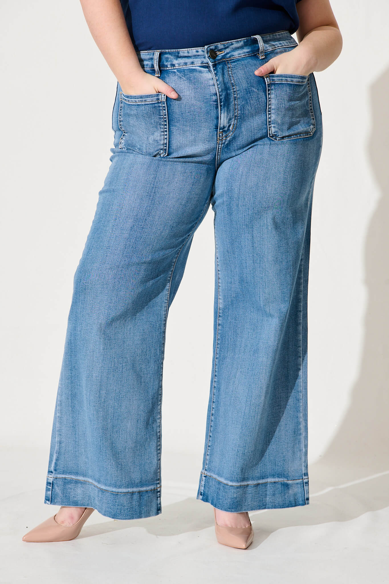 Juan High Rise Wide Leg Jean In Mid Blue Denim - Image 8