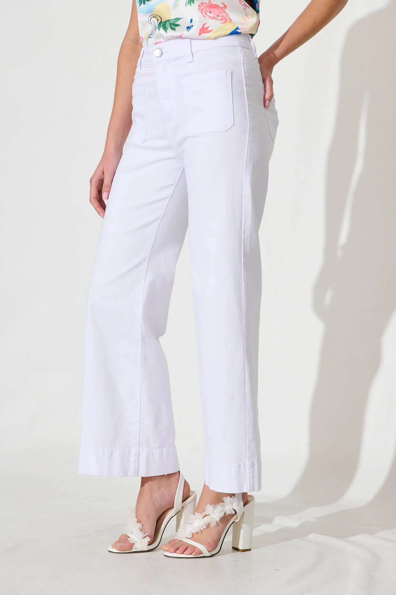 Juan High Rise Wide Leg Jean In Optic White Denim - Image 5