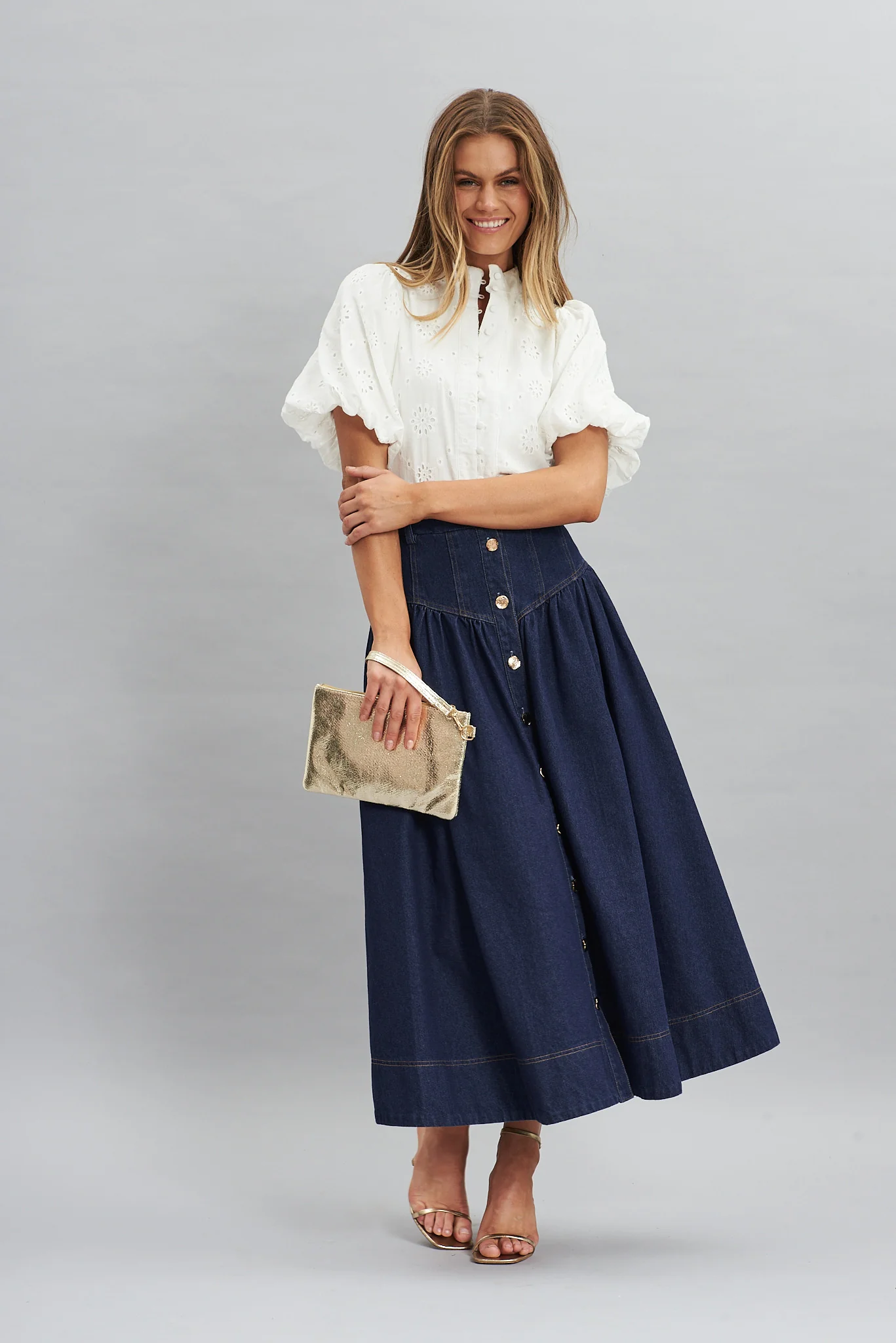 Judith Maxi Denim Skirt In Dark Blue - Image 2