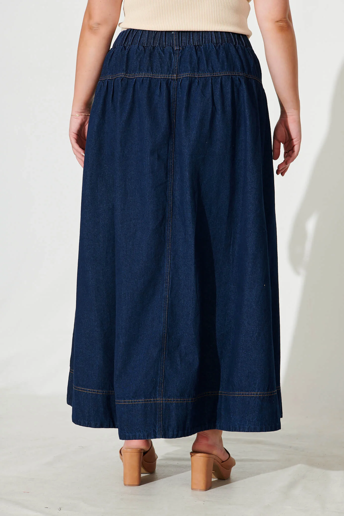 Judith Maxi Denim Skirt In Dark Blue - Image 8