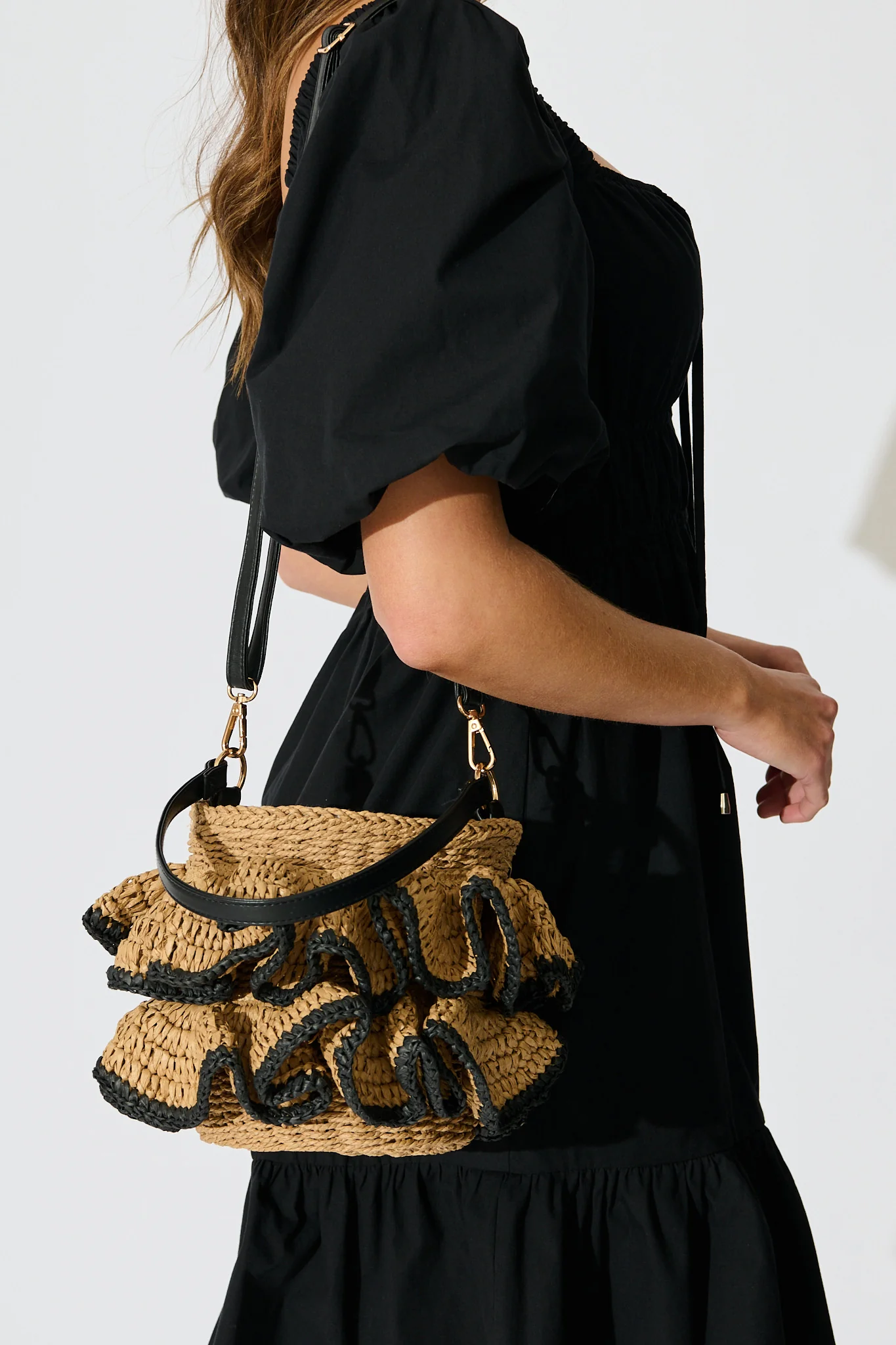 Juliette Ruffle Basket Bag in Natural Straw - Image 2