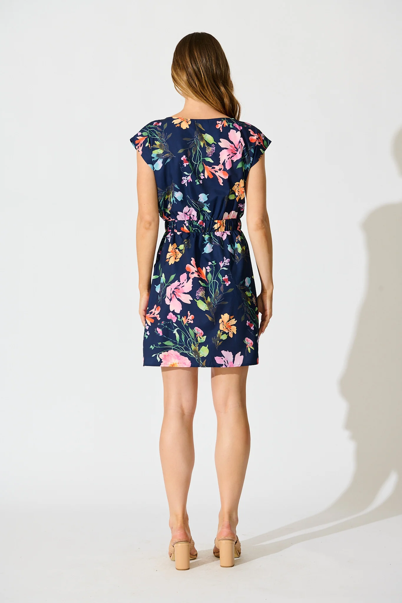 June Dress In Navy With Multi Floral Print - Image 4