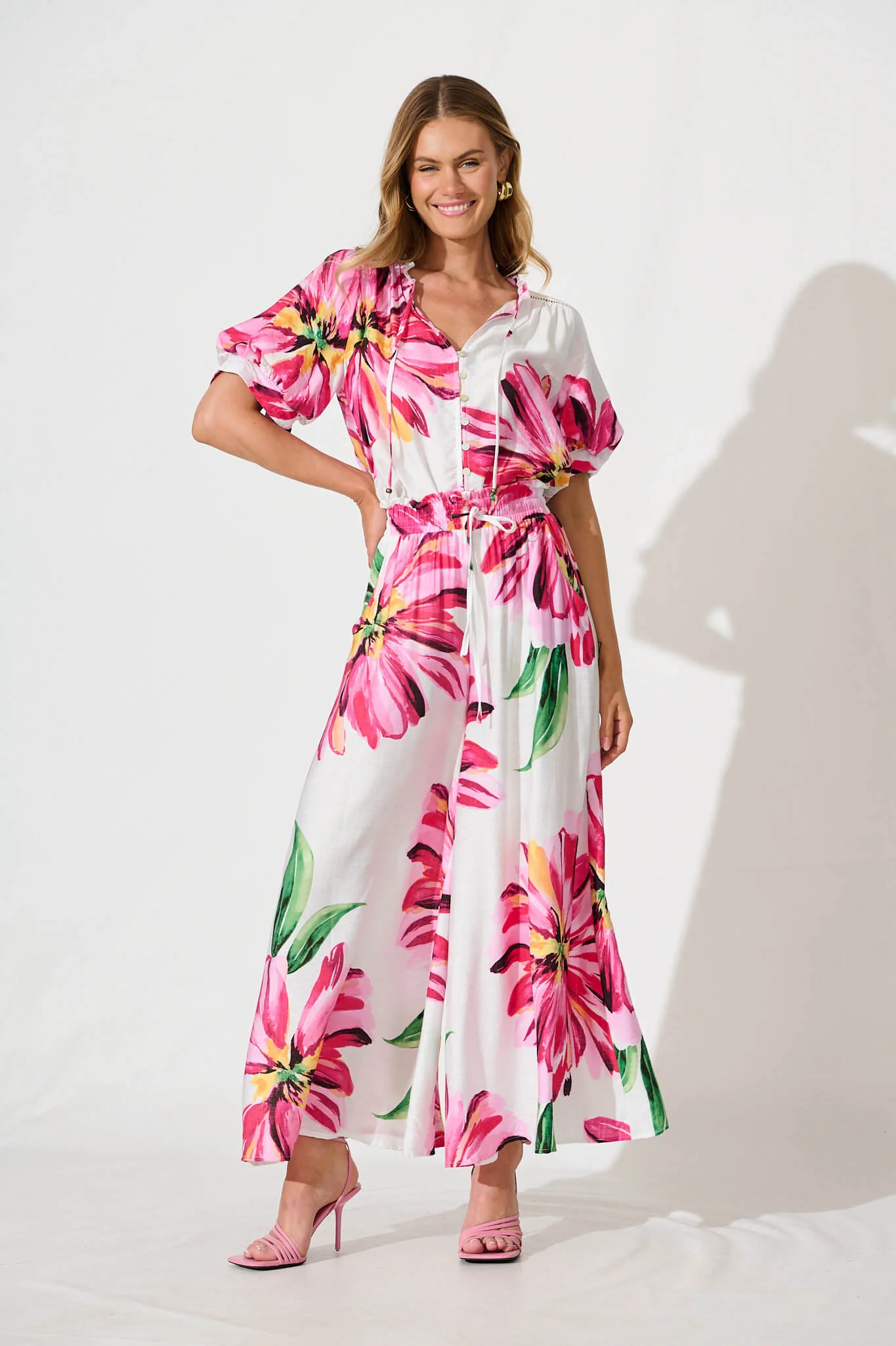 Jupiter Shirt In White With Pink Floral - Image 8