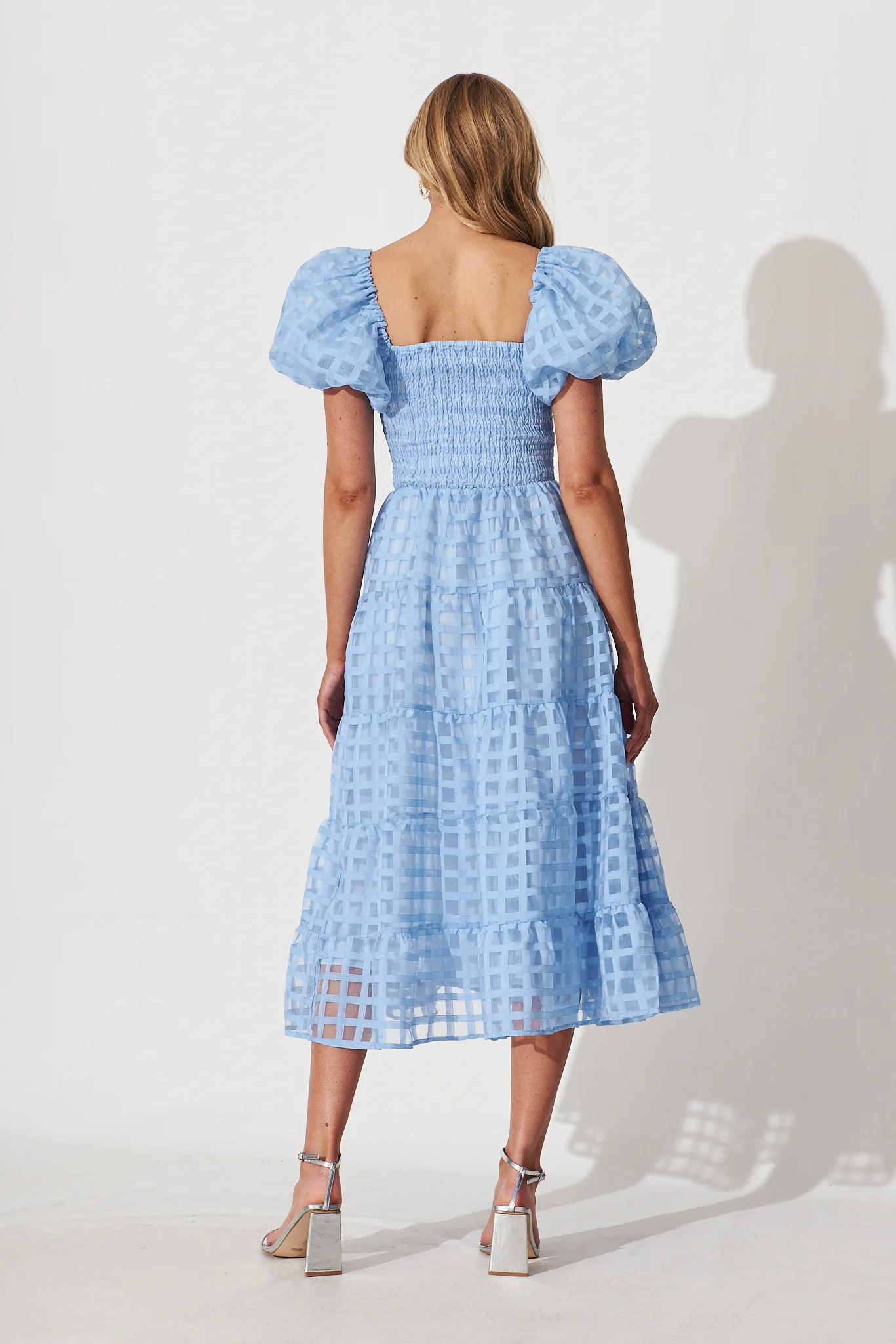 Kaitlyn Midi Dress In Sky Blue Organza - Image 4