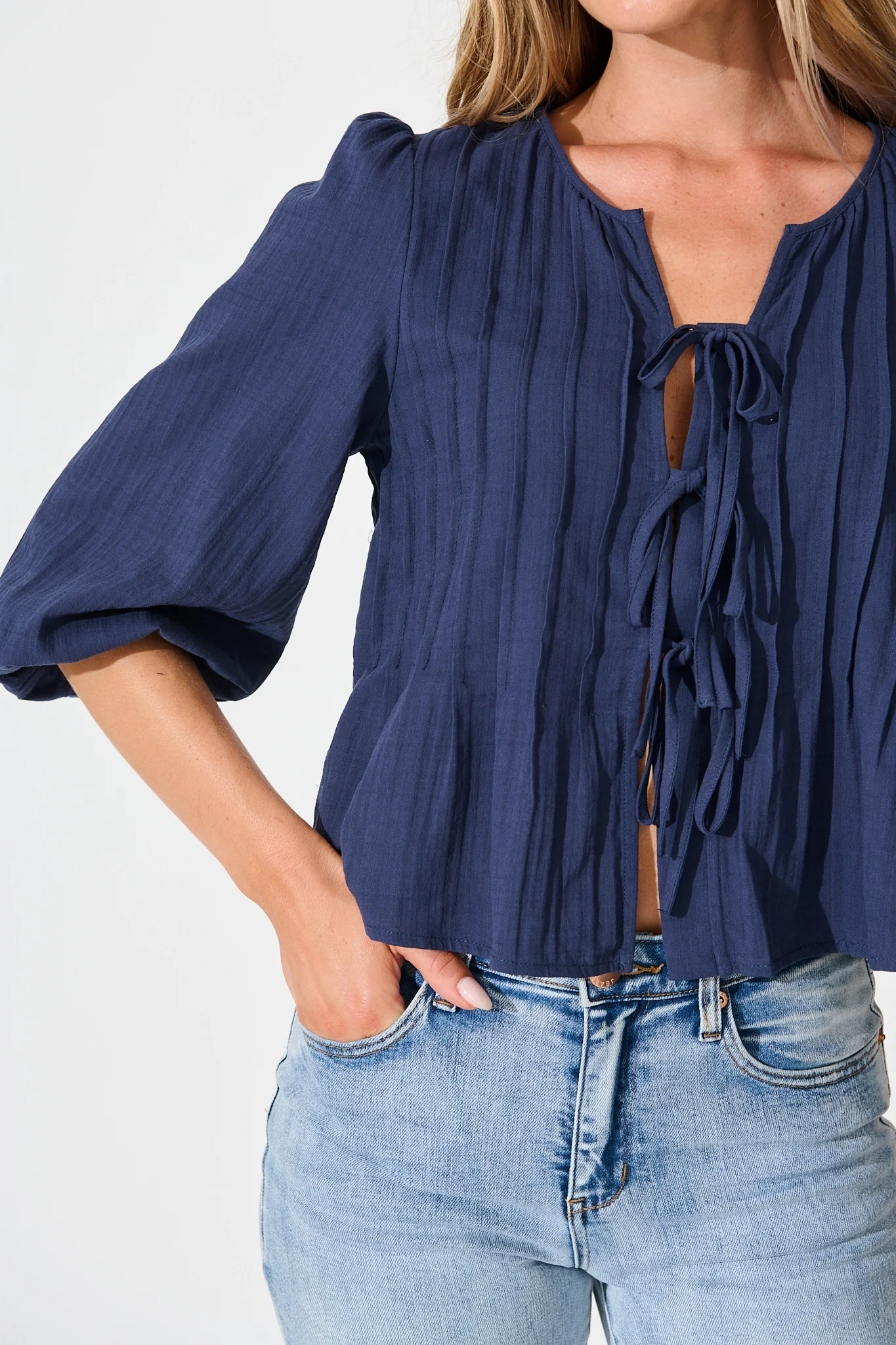 Kalina Top in Navy Cotton - Image 5