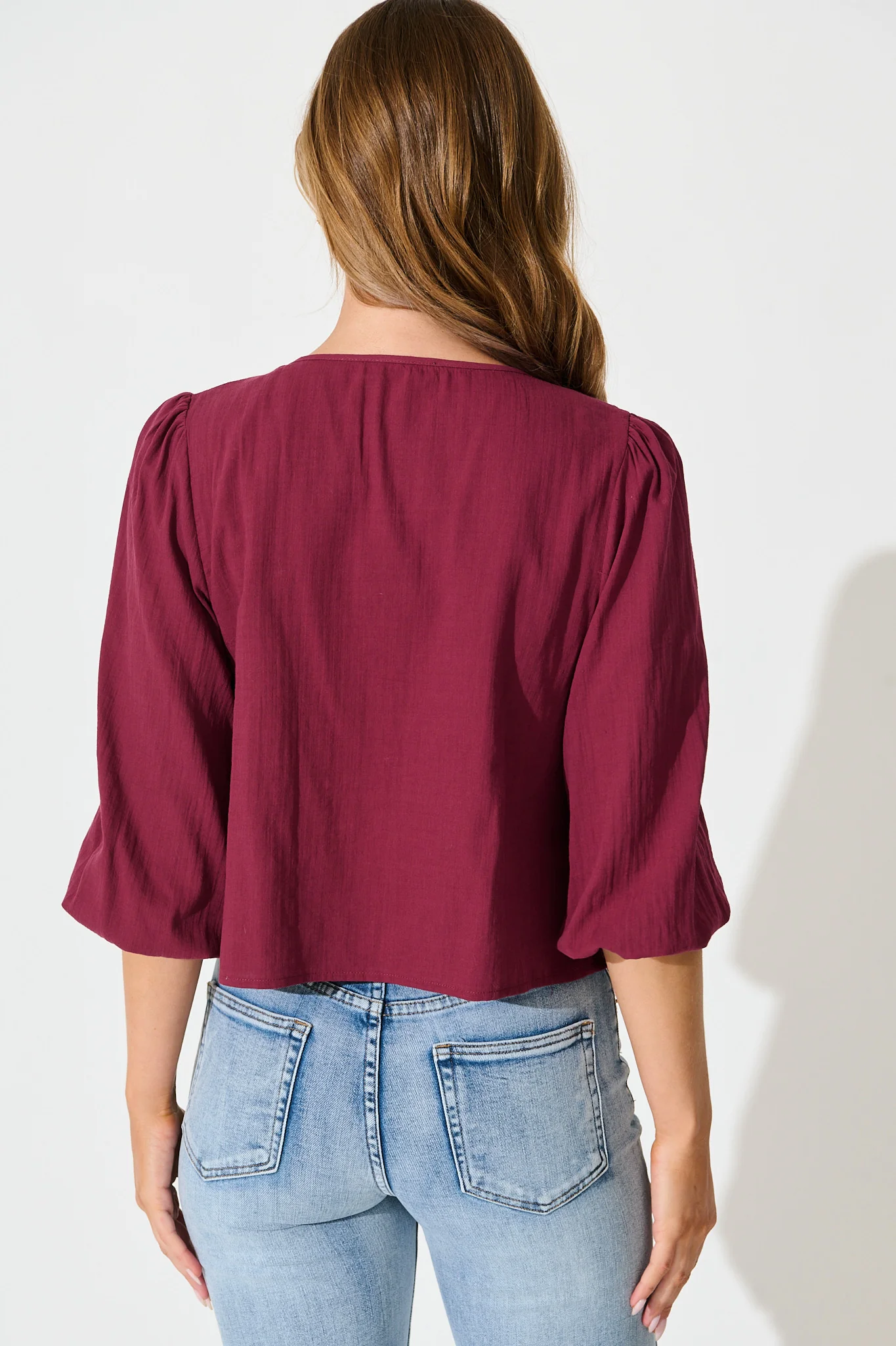 Kalina Top in Wine Cotton - Image 3