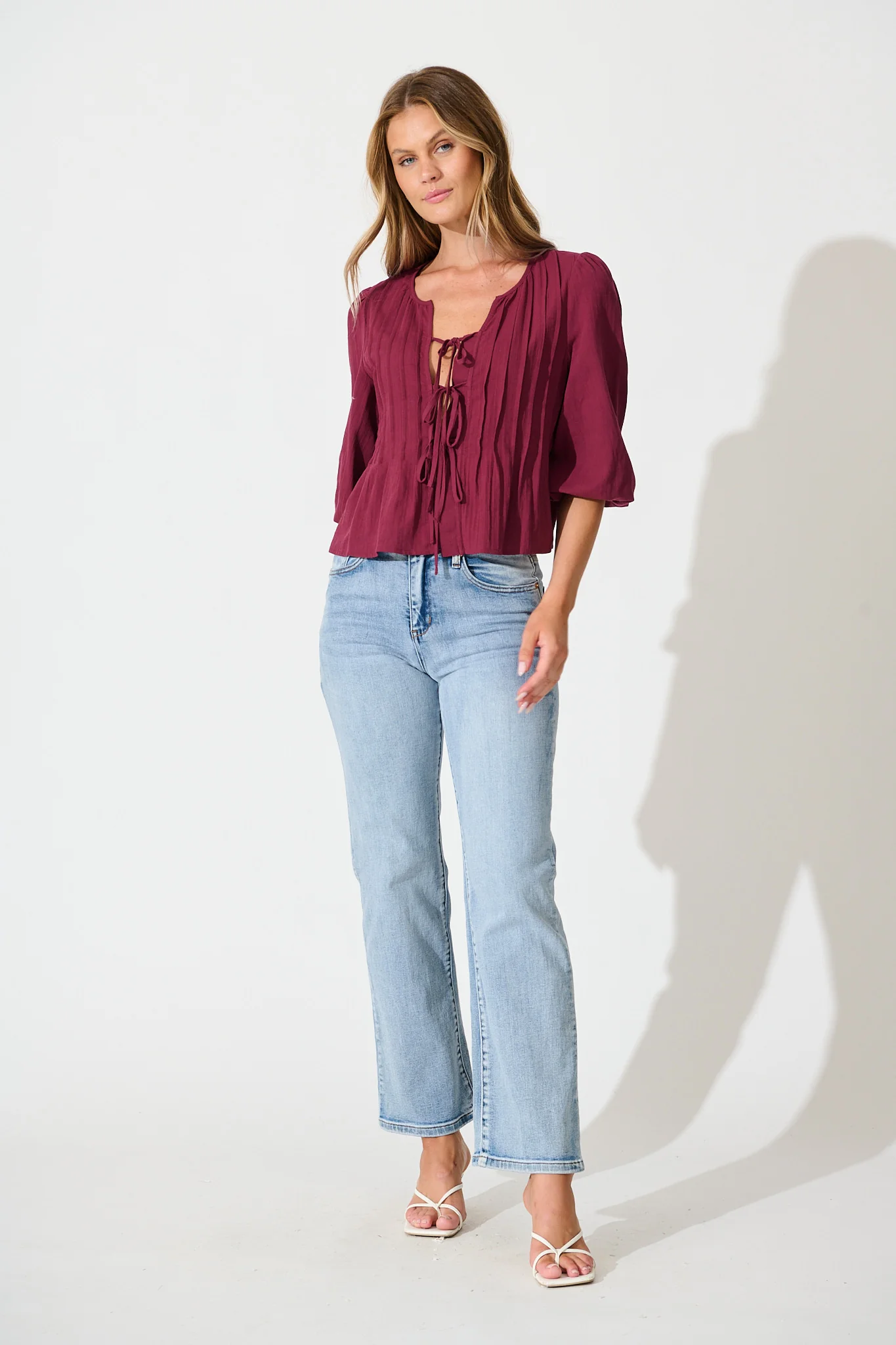Kalina Top in Wine Cotton - Image 4