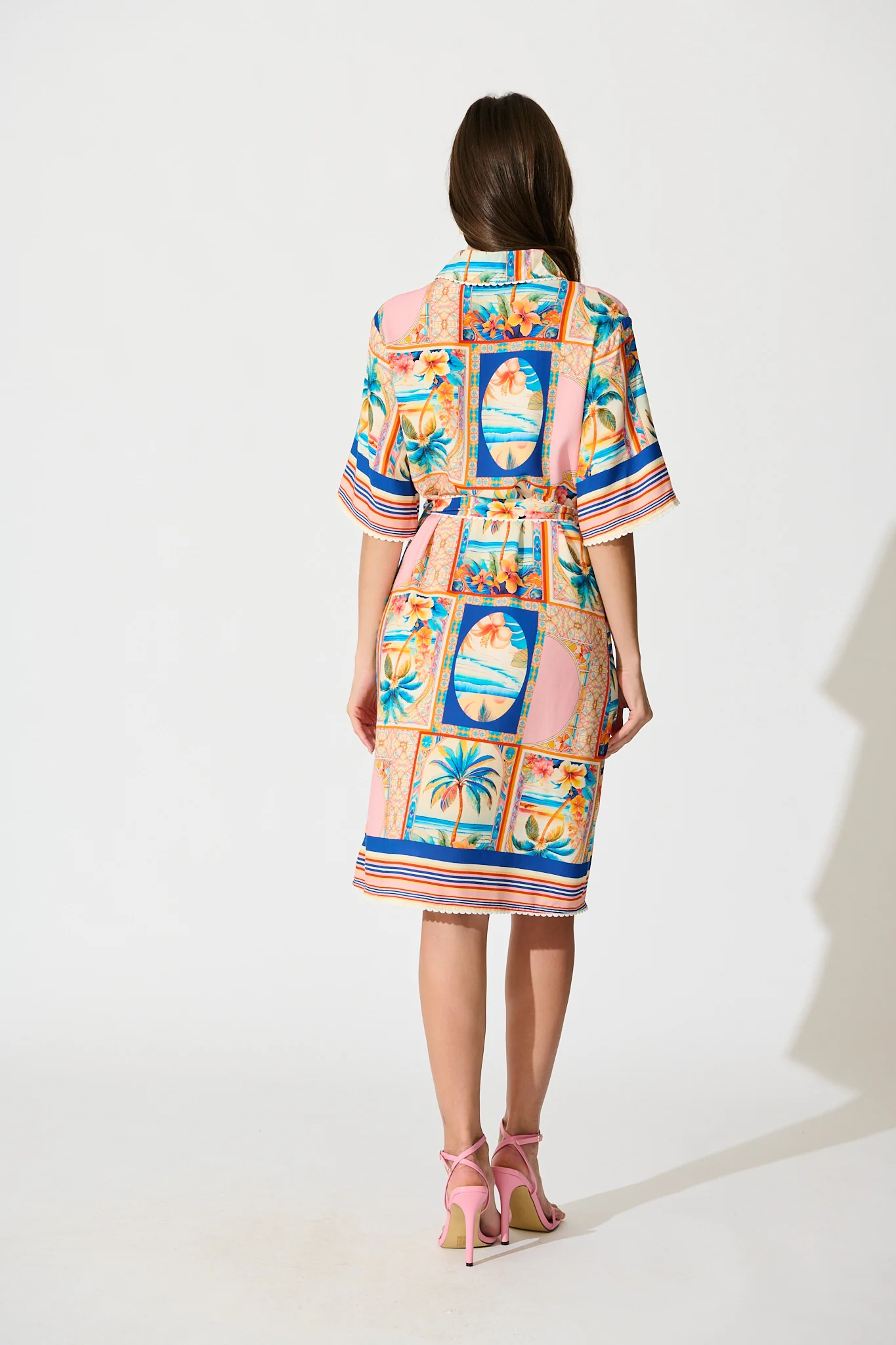Kalya Shirt Dress in Multi Palm Print - Image 4
