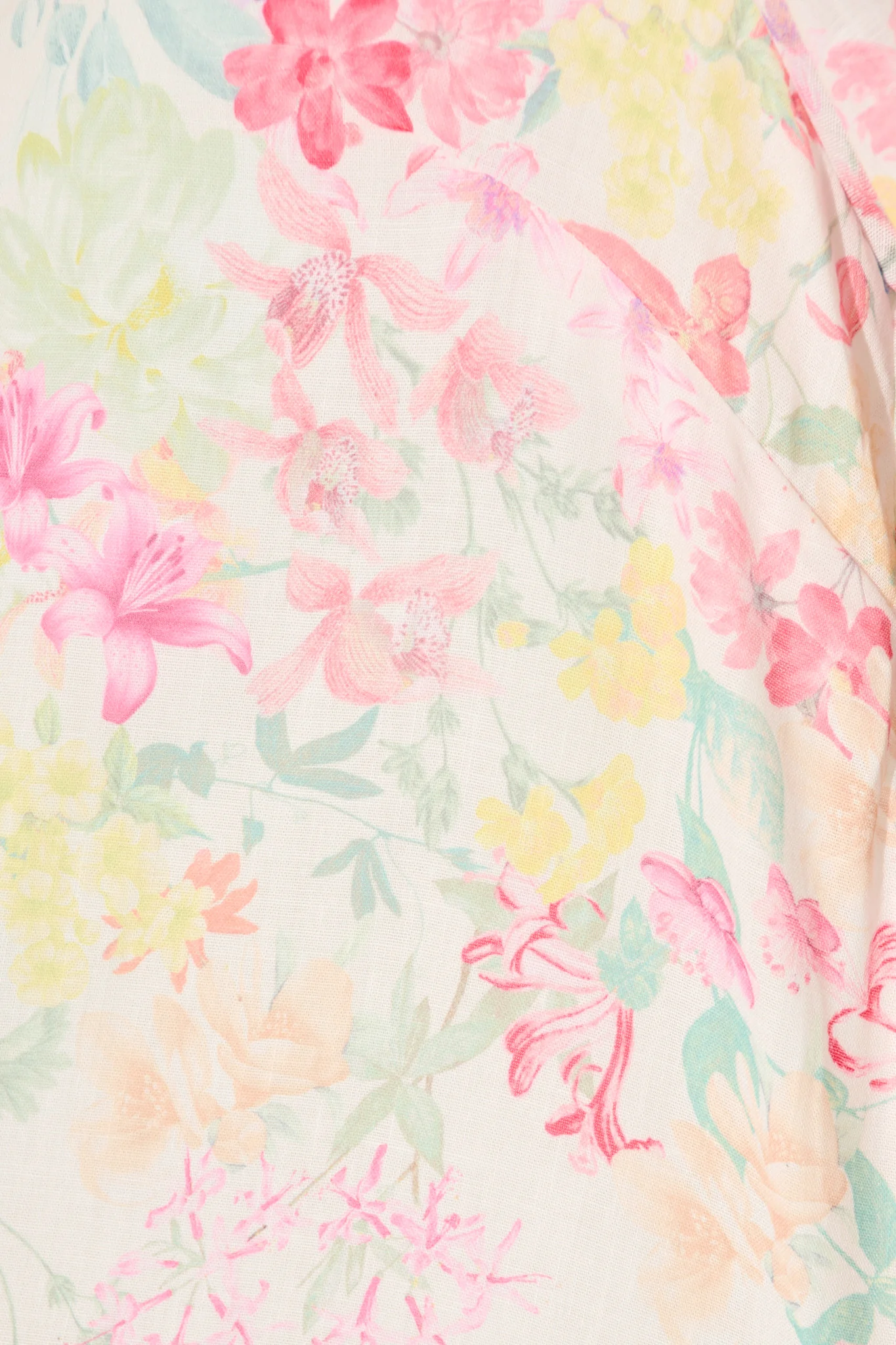 Karey Dress in White with Multi Pastel Floral Linen Blend - Image 6