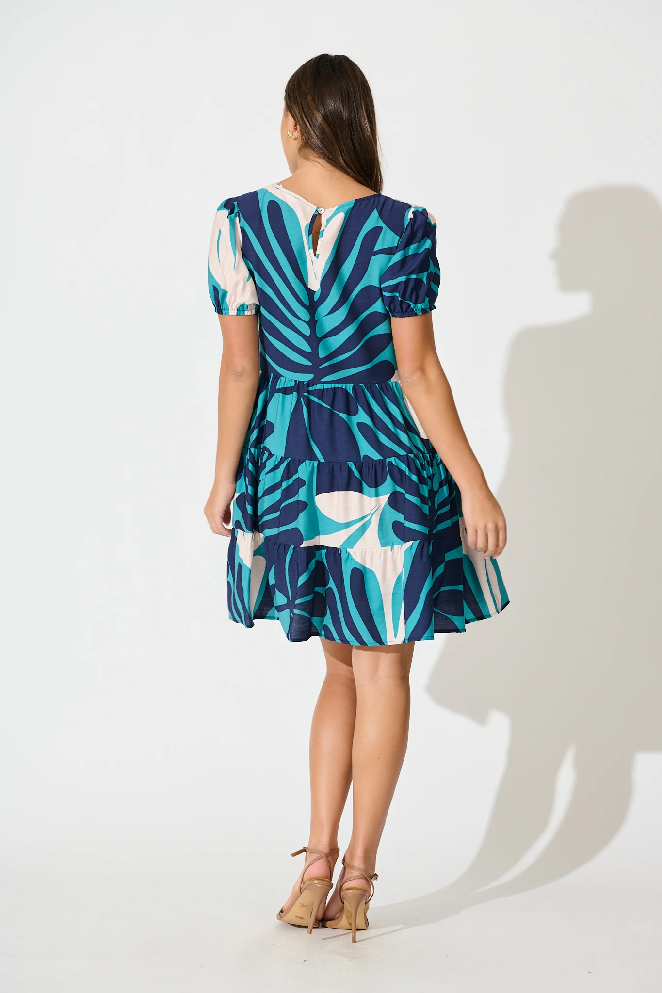 Kathleen Smock Dress in Multi Blue Print - Image 4