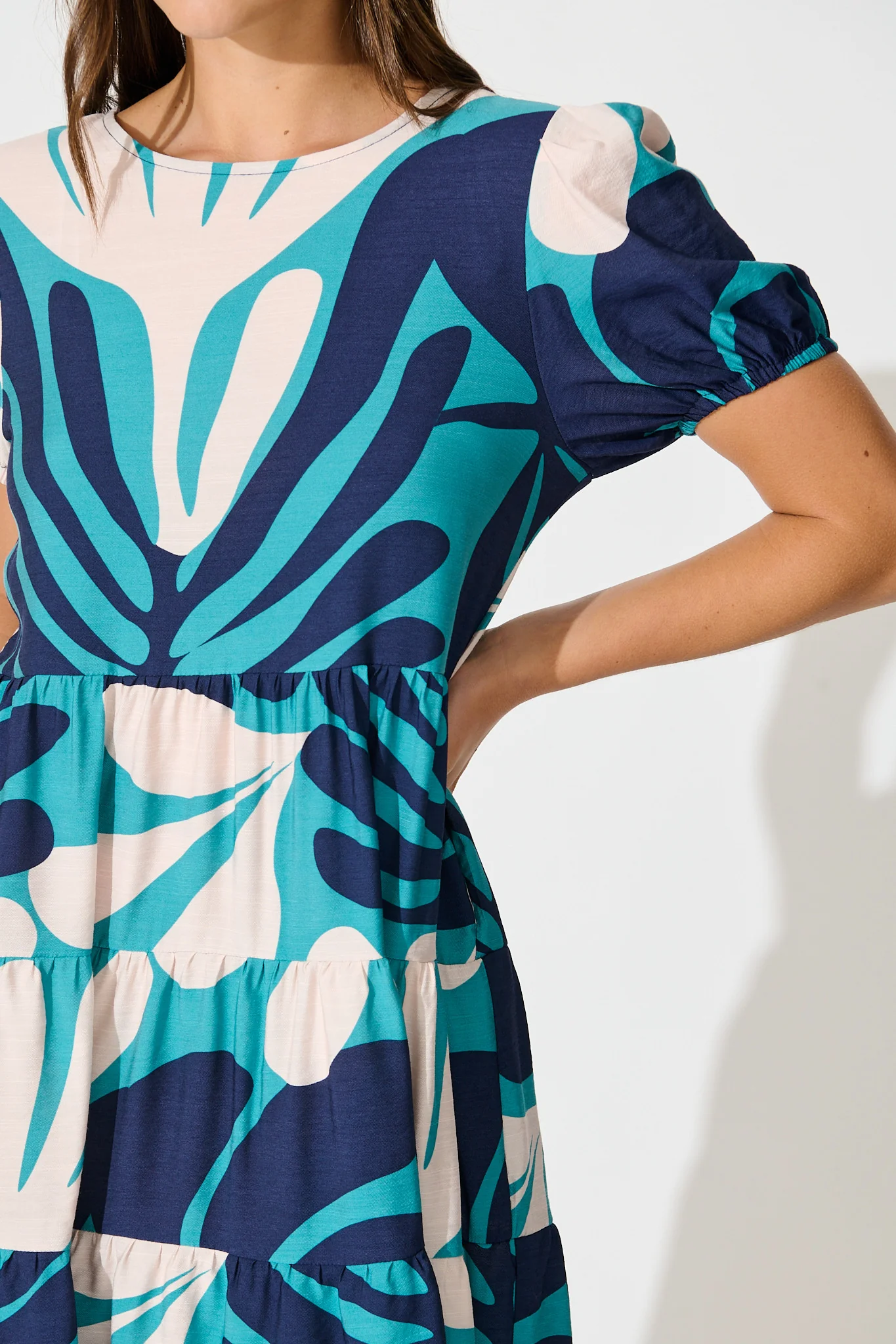 Kathleen Smock Dress in Multi Blue Print - Image 5