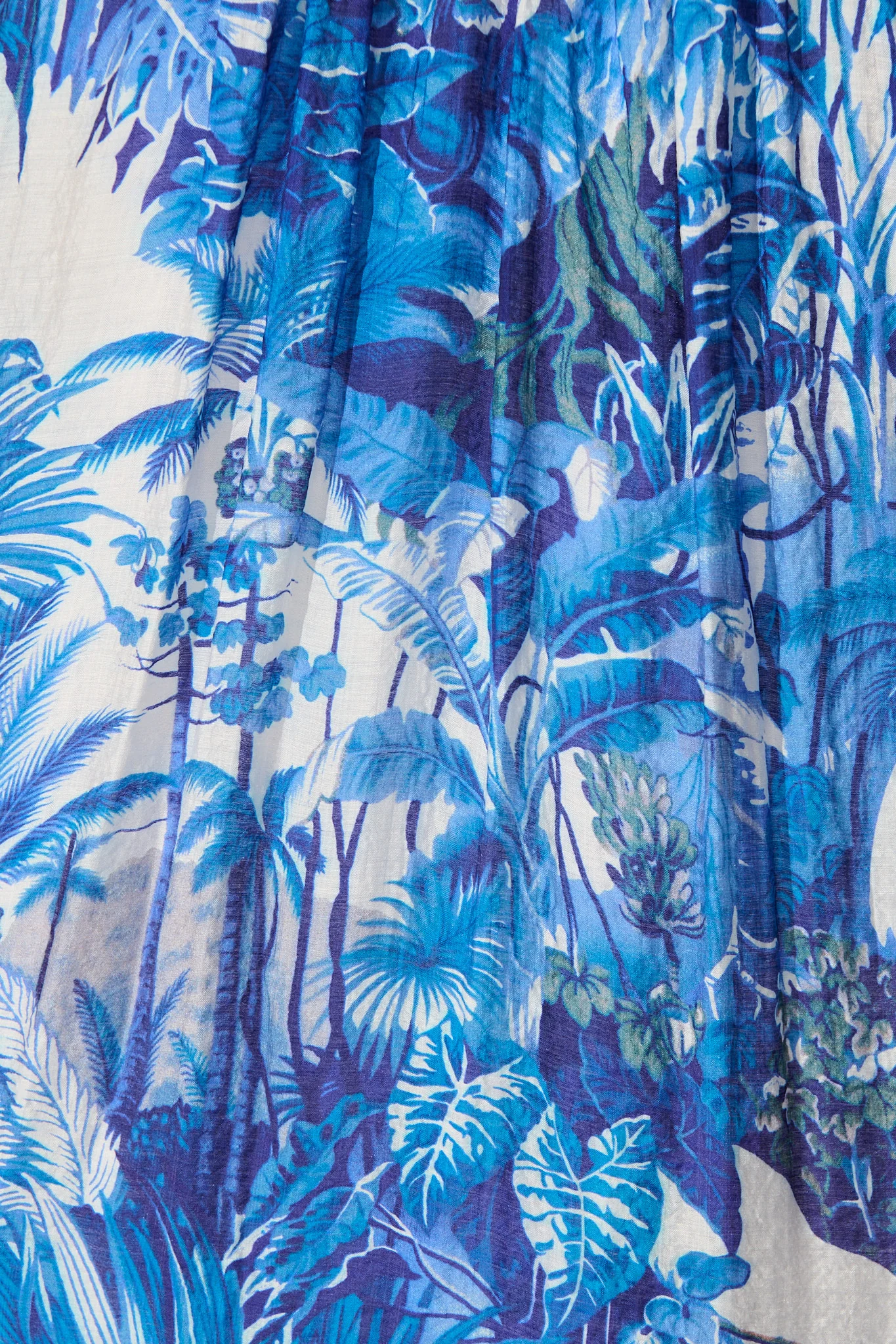 Katriel Maxi Dress in Blue and White Leaf Cotton Blend - Image 6