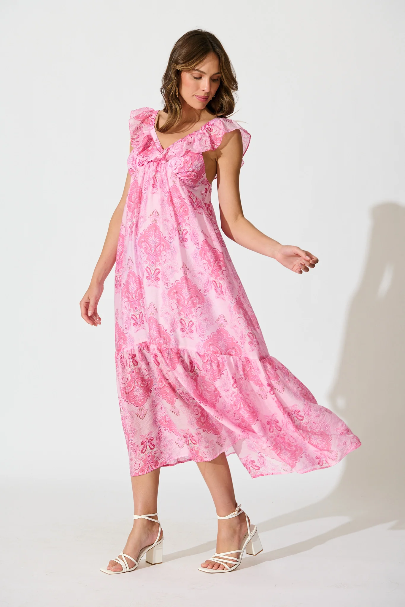 Katriel Maxi Dress in Pink Paisley - Image 3