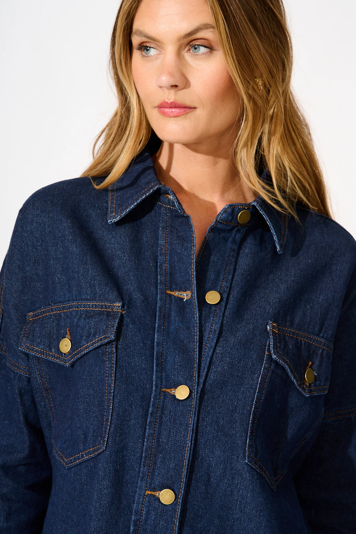 Katya Shacket in Dark Blue Denim - Image 5