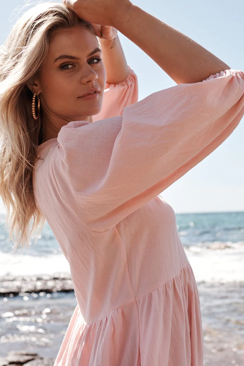 Kehlana Tiered Smock Dress In Blush - Image 10