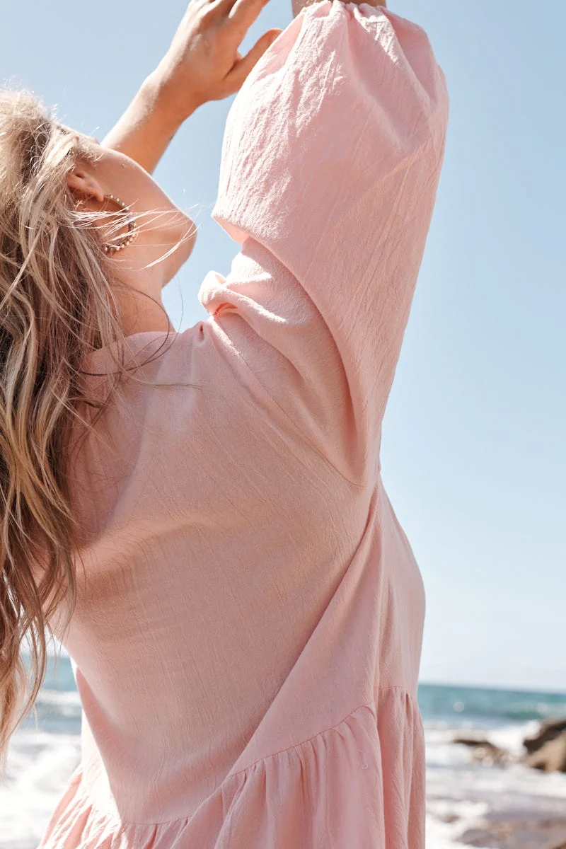 Kehlana Tiered Smock Dress In Blush - Image 12