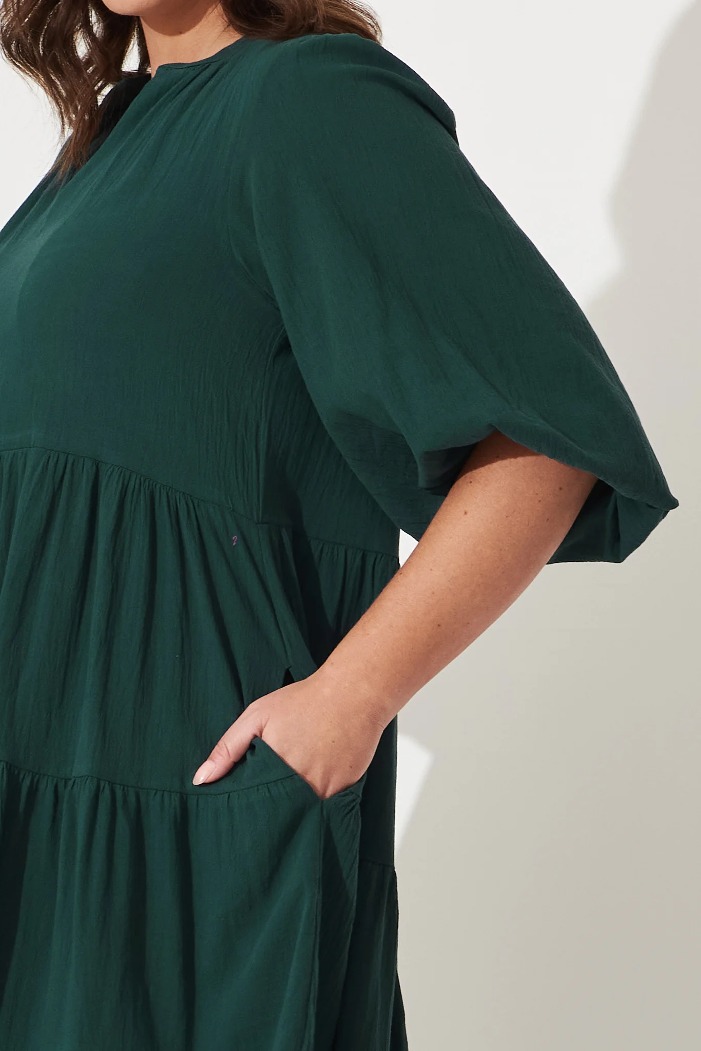 Kehlana Tiered Smock Dress In Emerald Green - Image 8