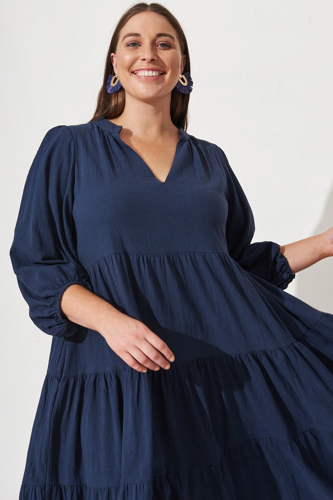 Kehlana Tiered Smock Dress In Navy - Image 6