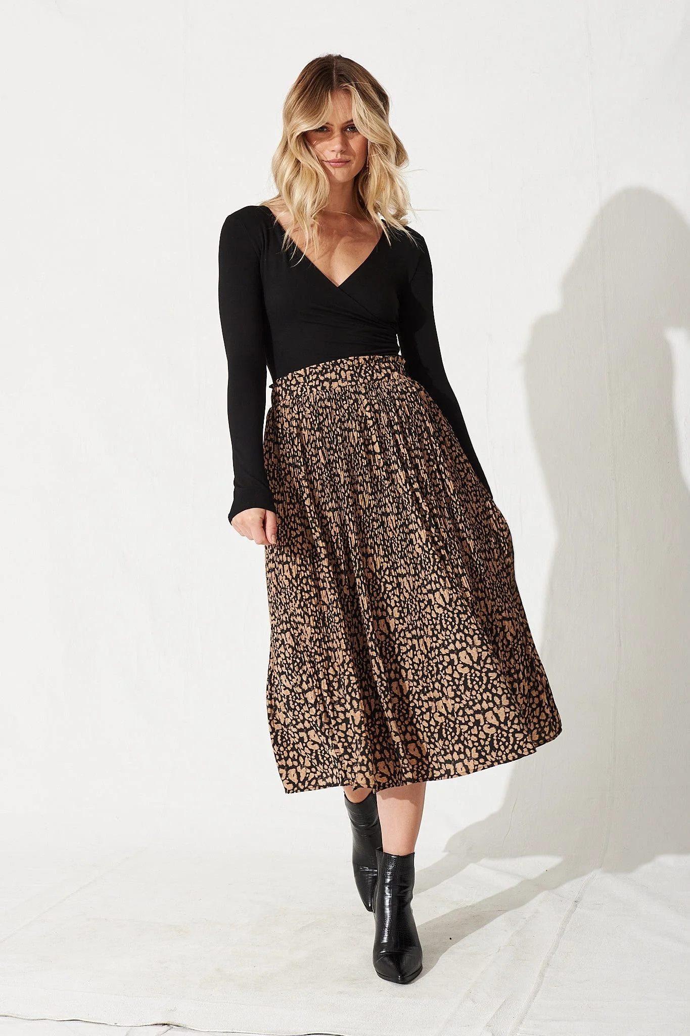 Kennedi Mock Wrap Top In Black Jersey - Image 2