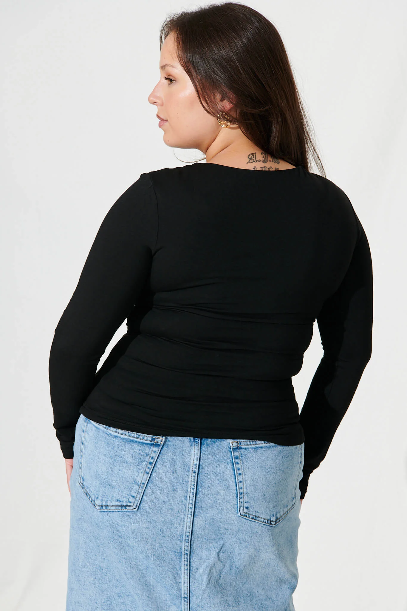 Kennedi Mock Wrap Top In Black Jersey - Image 7