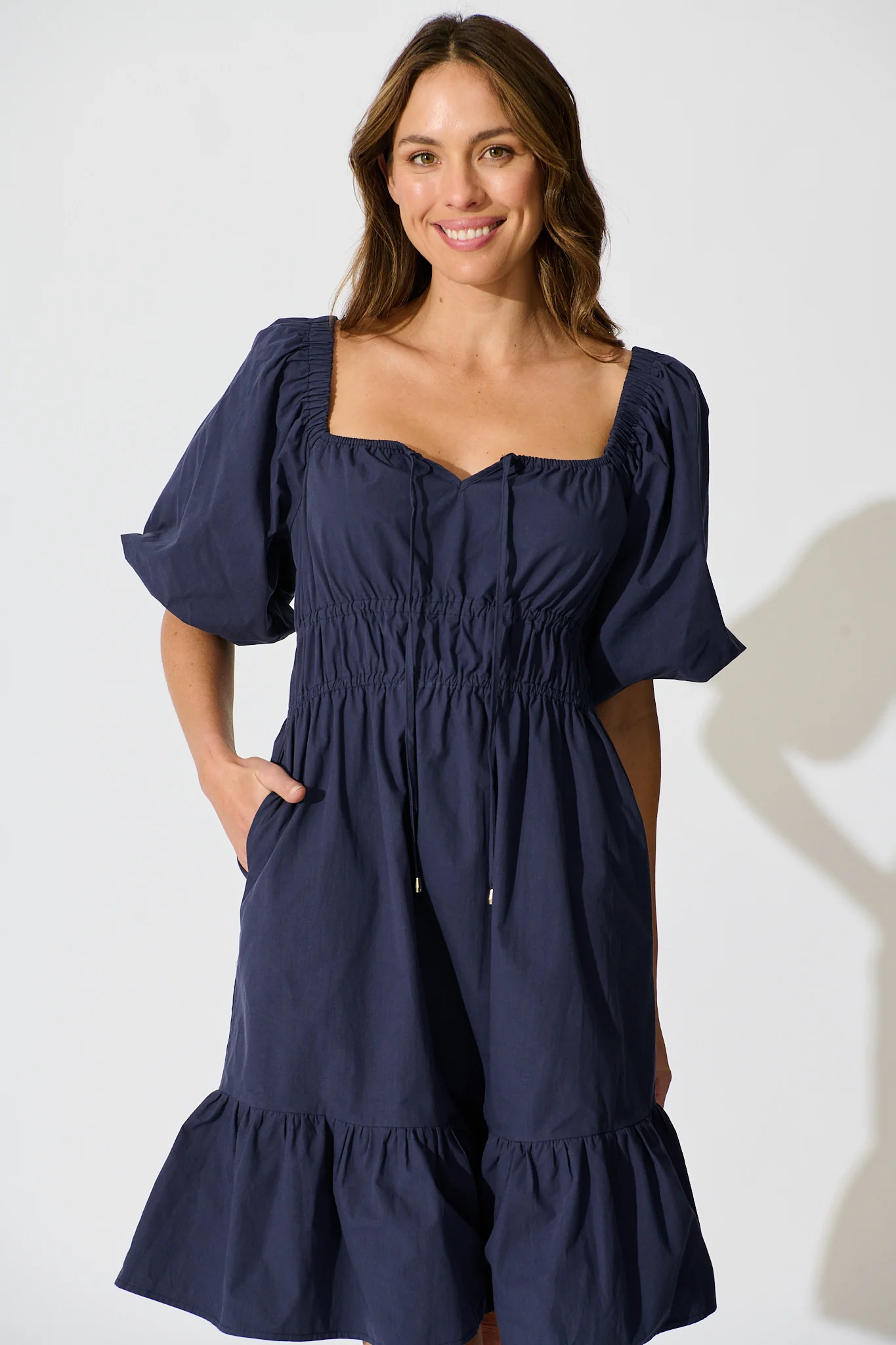 Kierah Dress in Navy Cotton - Image 2