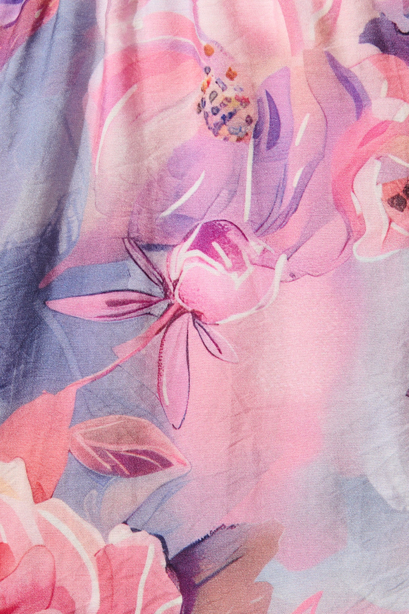 Krista Shirt Dress in Blue with Pink Floral Cotton - Image 6