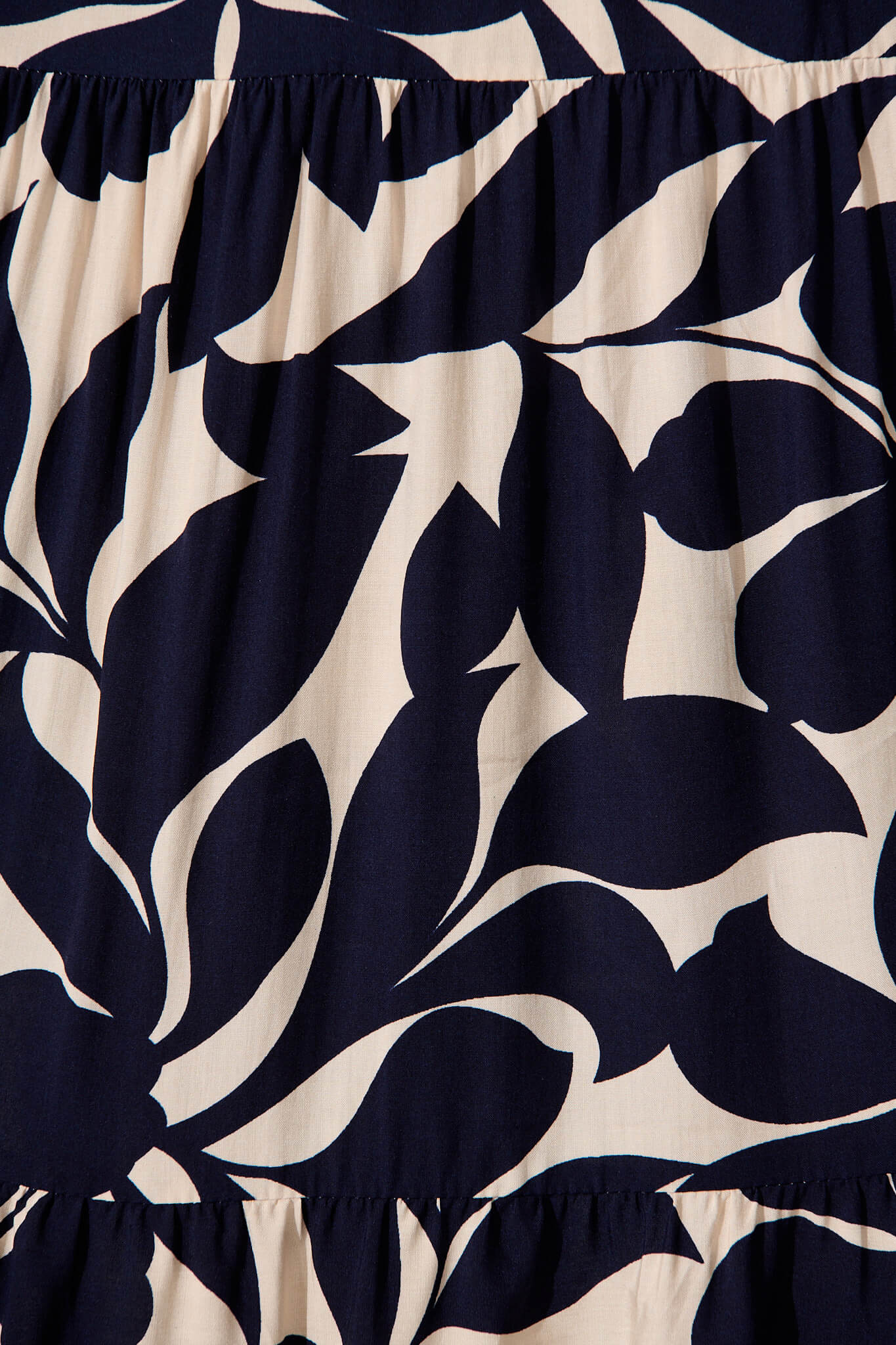 Kristen Midi Smock Dress In Beige With Navy Floral - Image 6