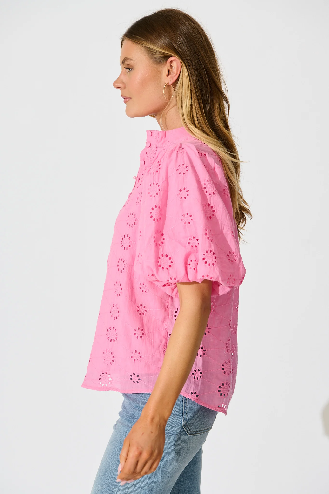 Krizza Top In Pink Embroidered Cotton - Image 2