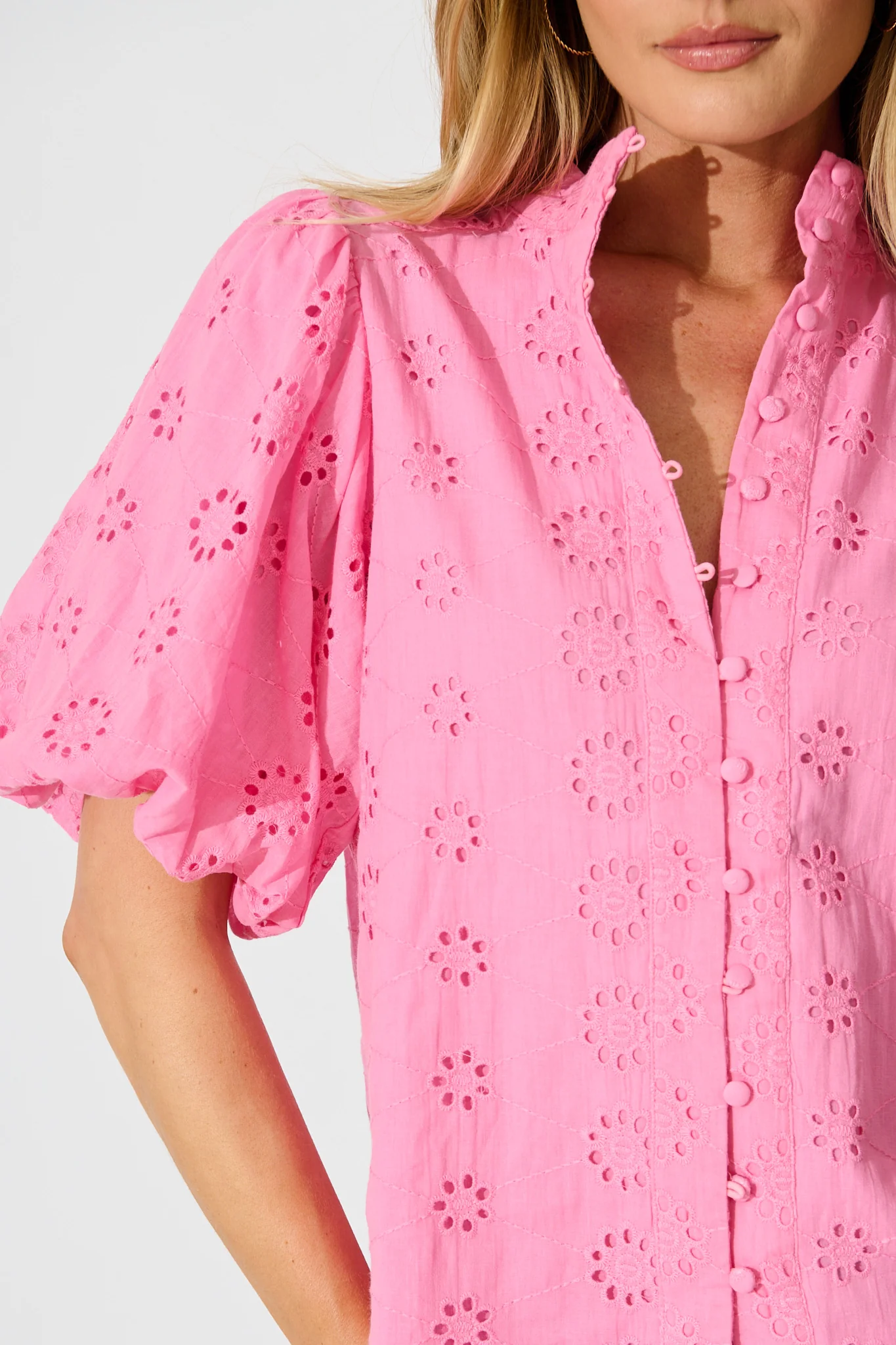 Krizza Top In Pink Embroidered Cotton - Image 5