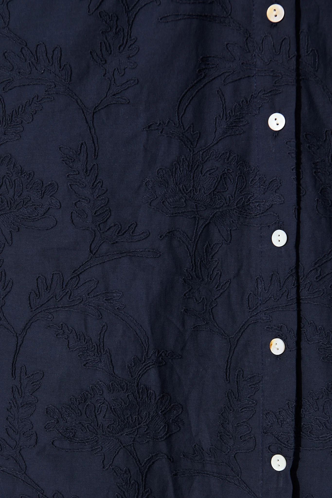 Lace & Love Midi Shirt Dress in Navy Embroidery Cotton - Image 6
